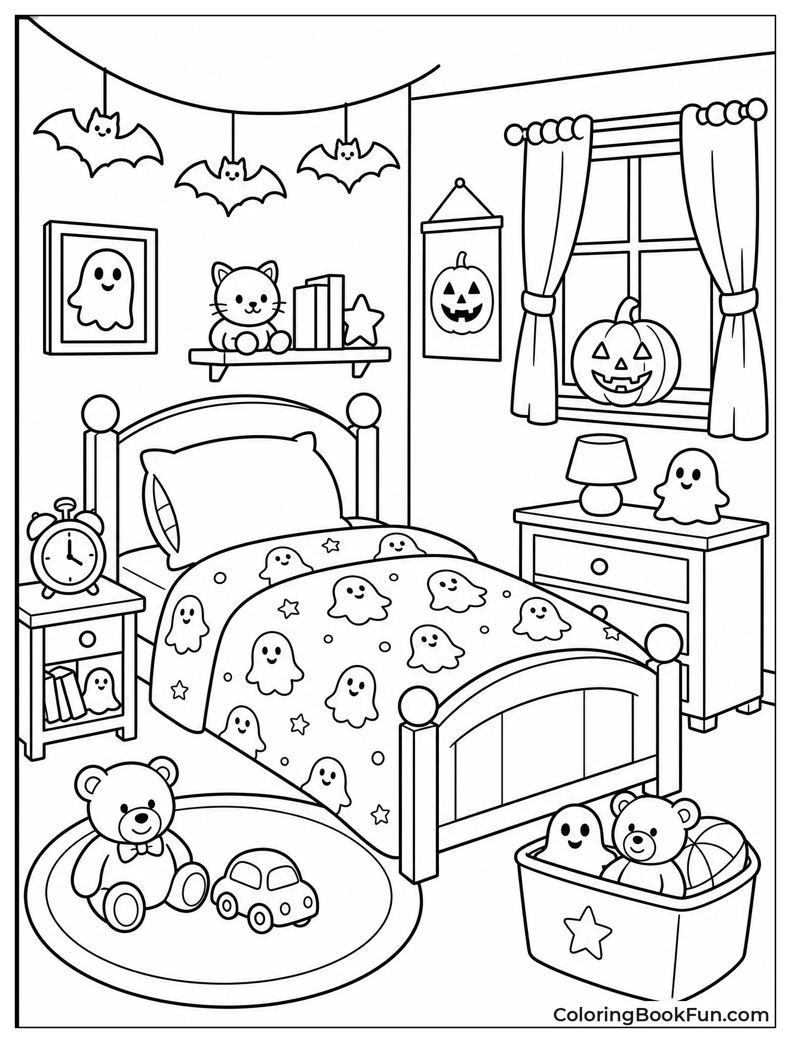 Halloween Bedroom Decorated with Bats