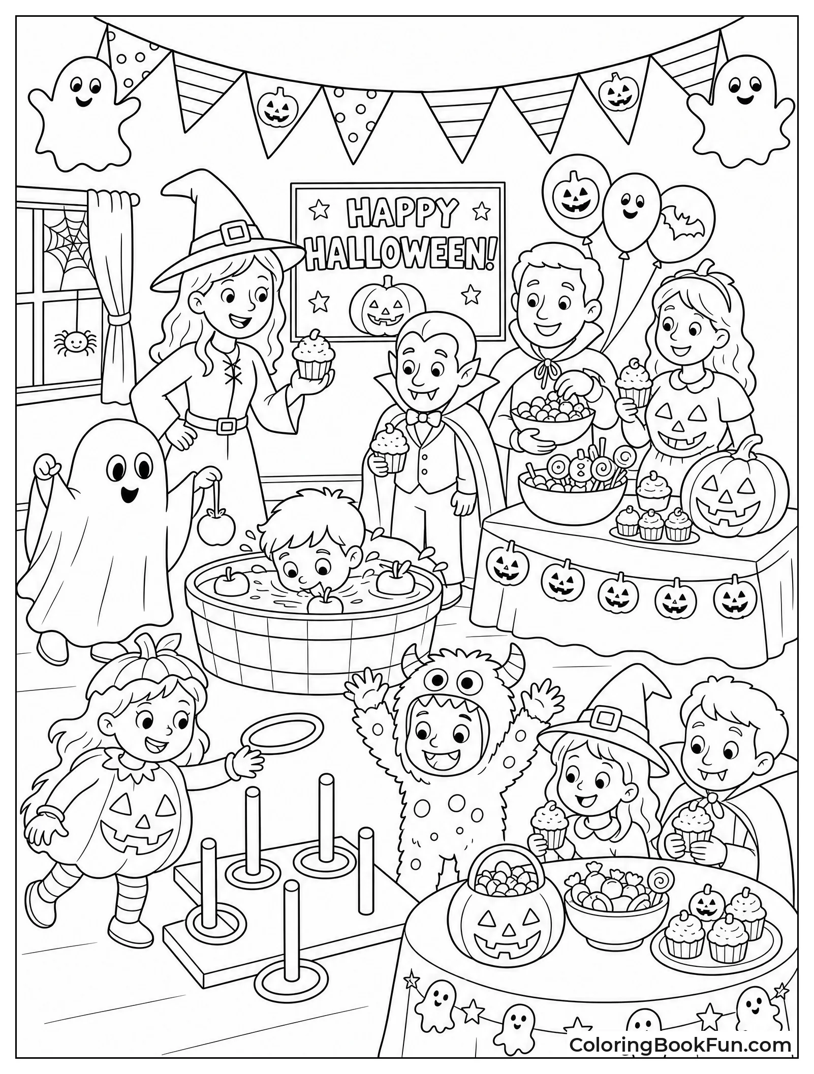 Family at Indoor Halloween Party