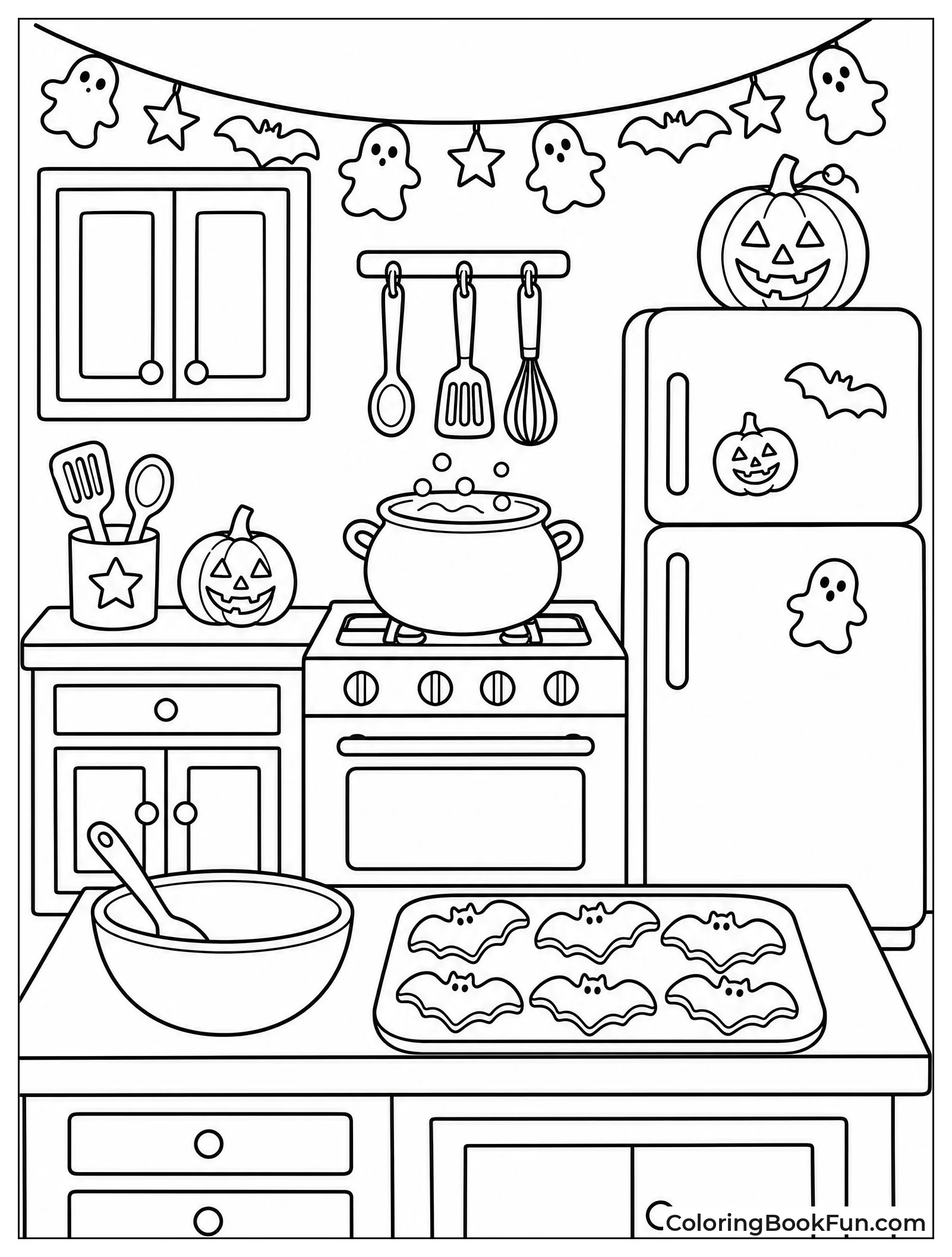 Spooky Halloween Kitchen Scene