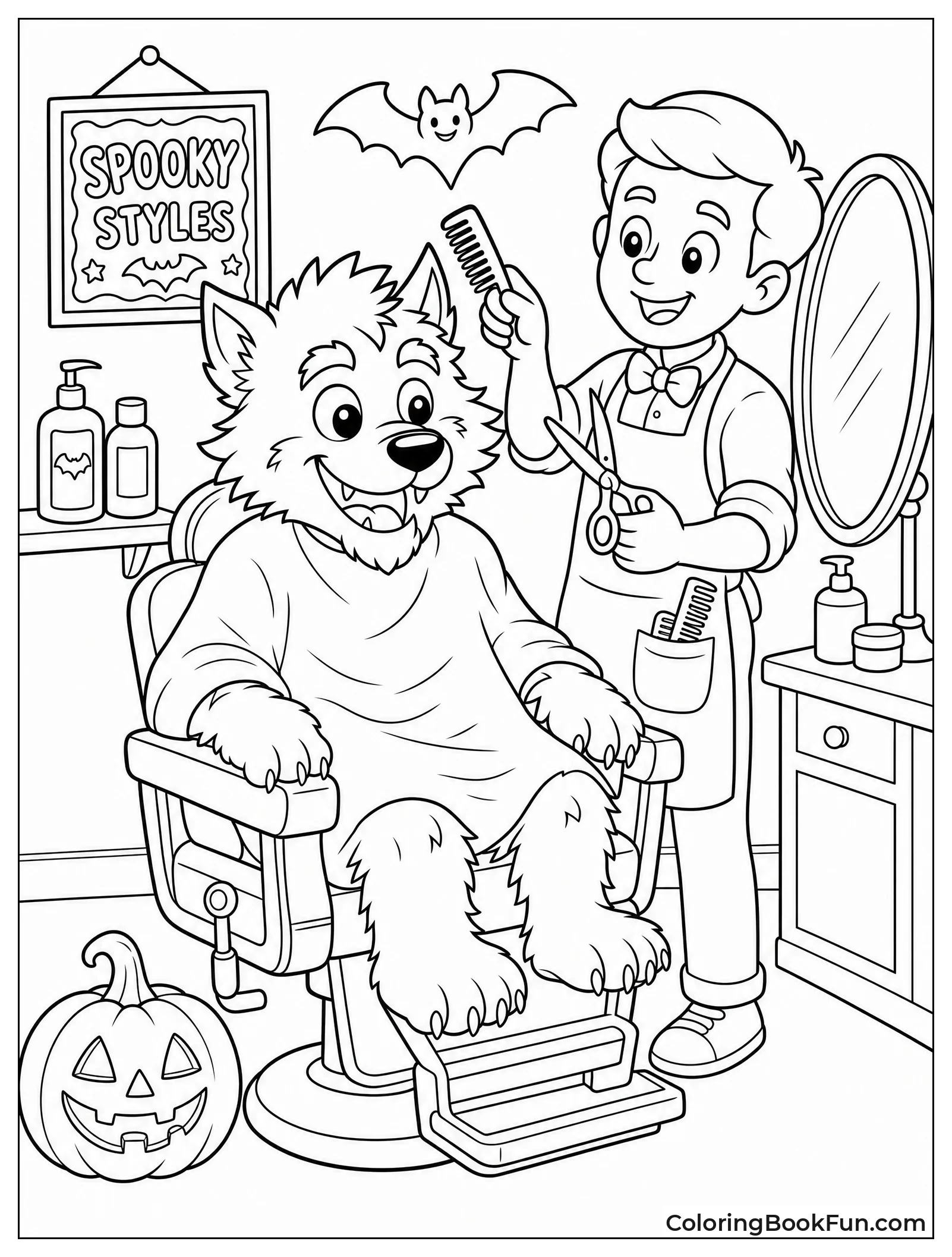 Werewolf Getting Haircut at Barber