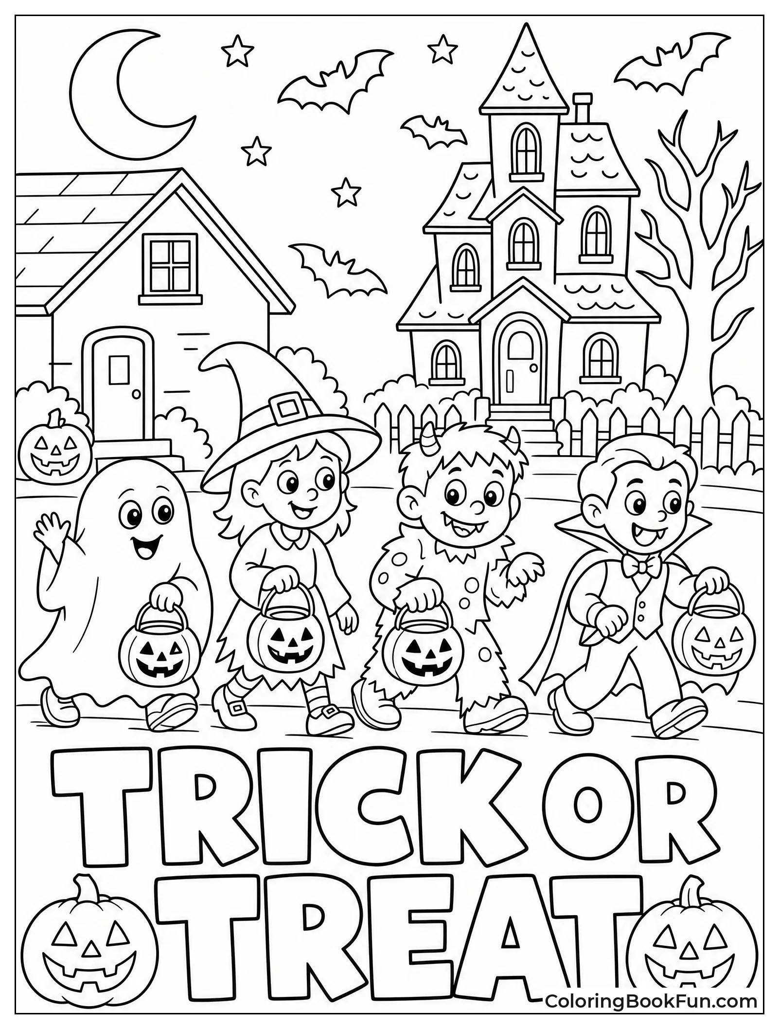 Kids Trick or Treating on Street
