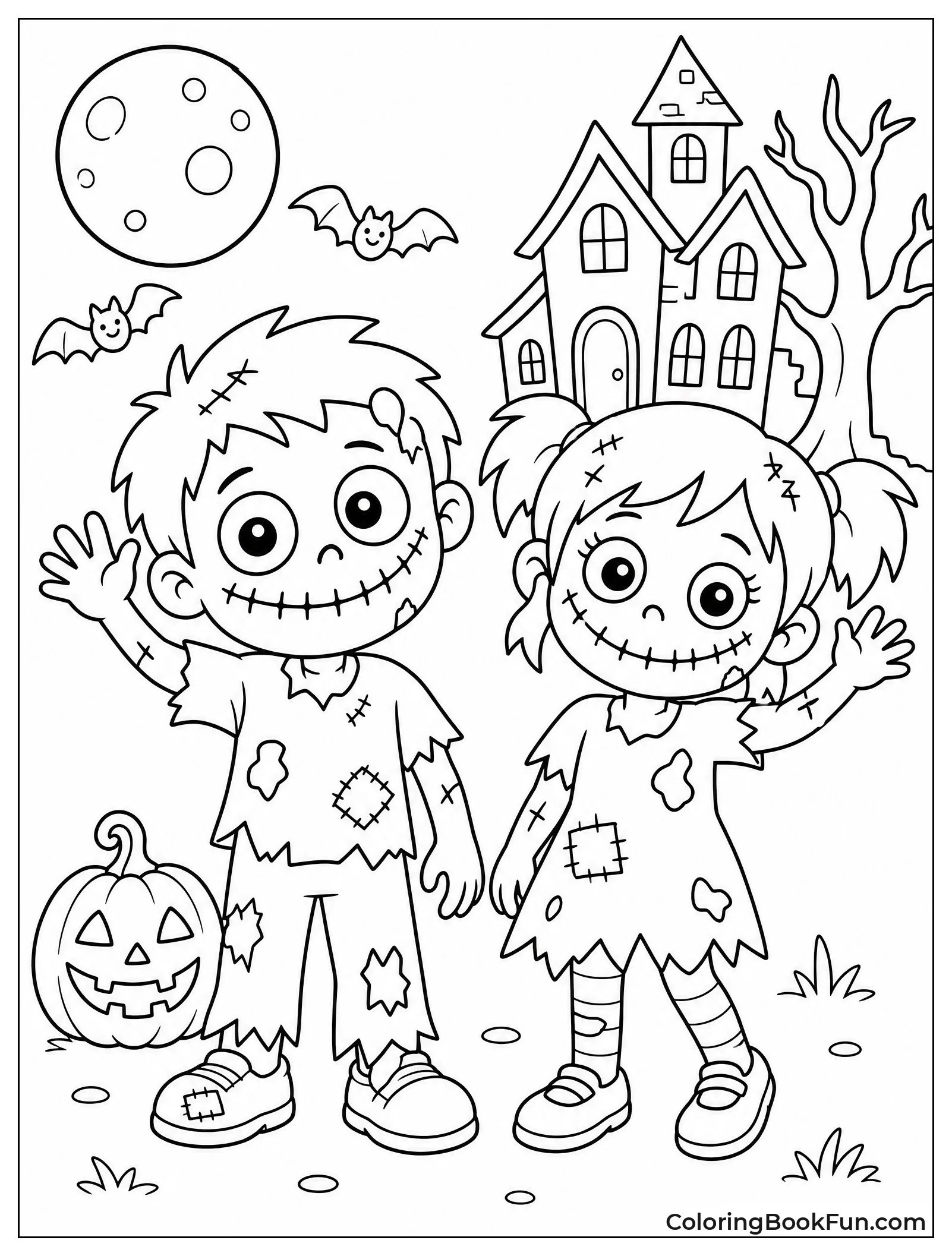 Cute Zombie Kids Waving Hello