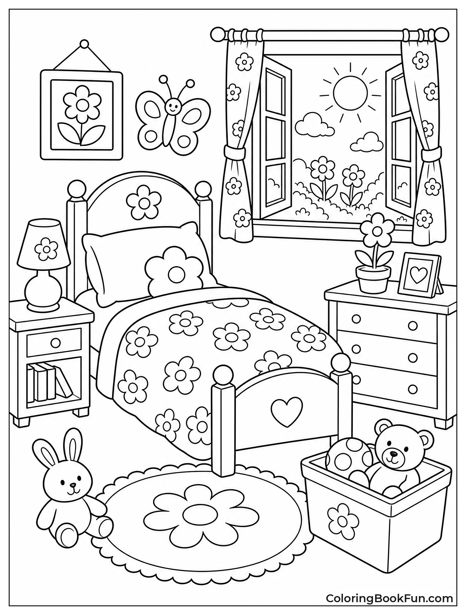 Spring Bedroom with Flower Bedding