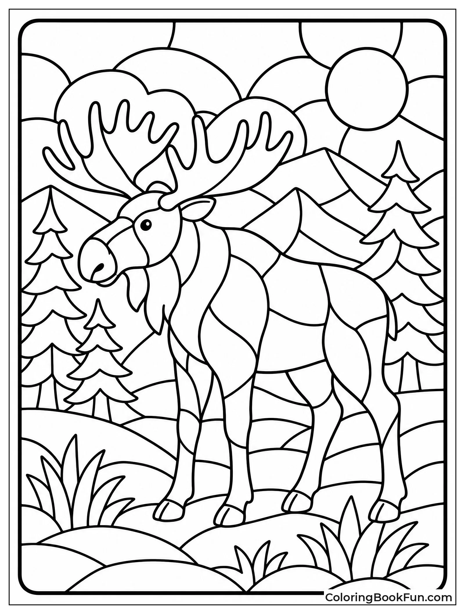 Colorful Stained Glass Moose