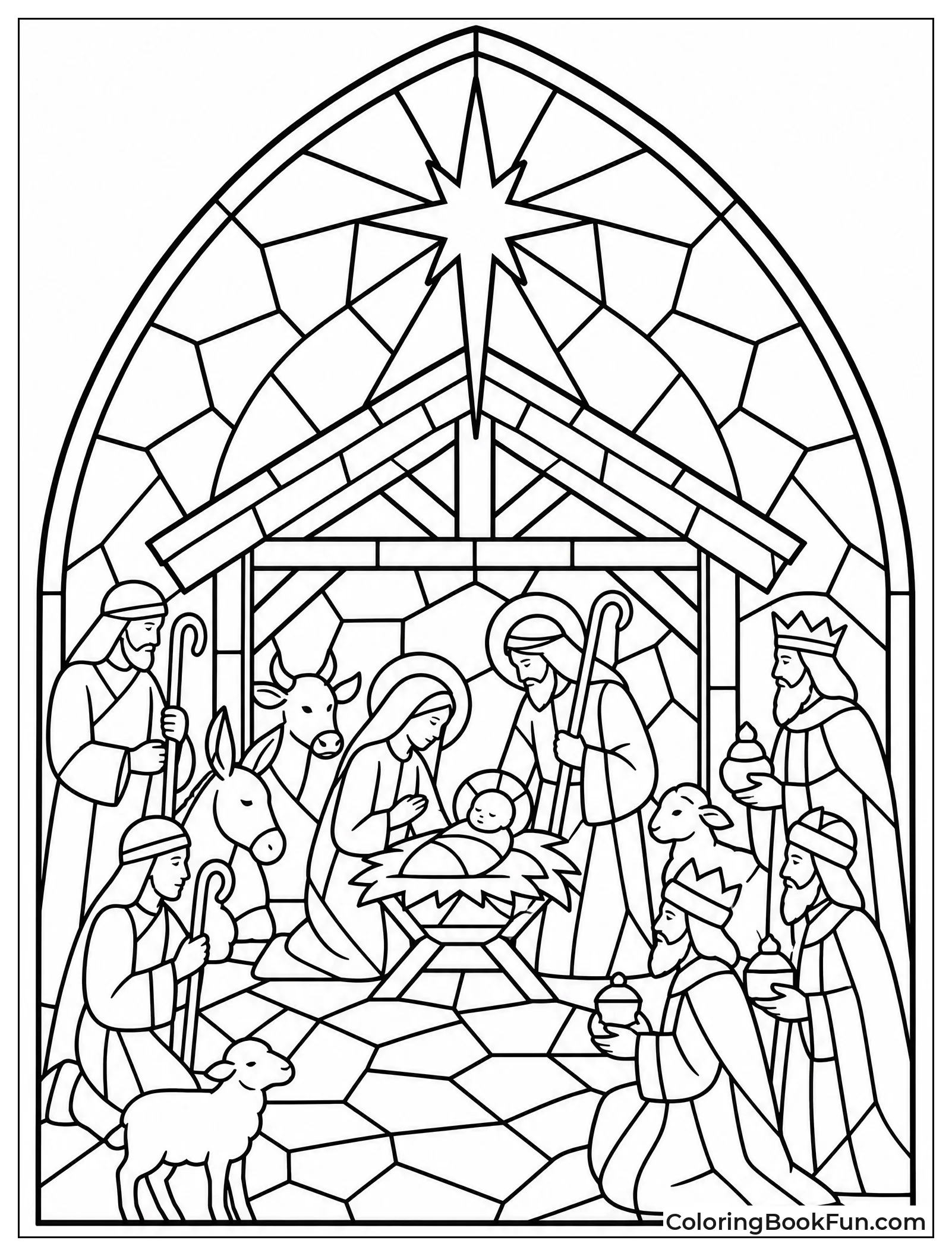 Stained Glass Nativity Scene