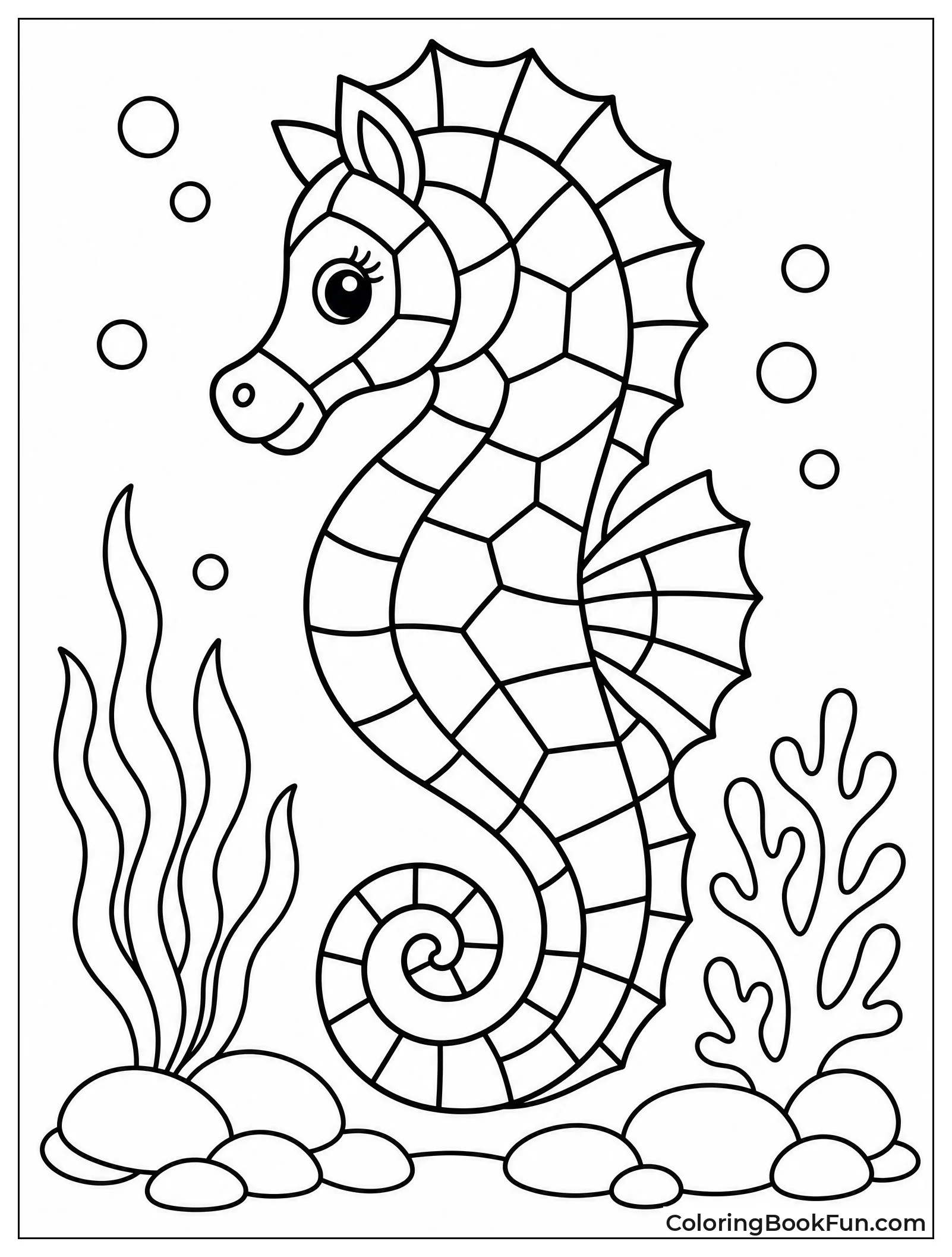 Seahorse in Stained Glass Style