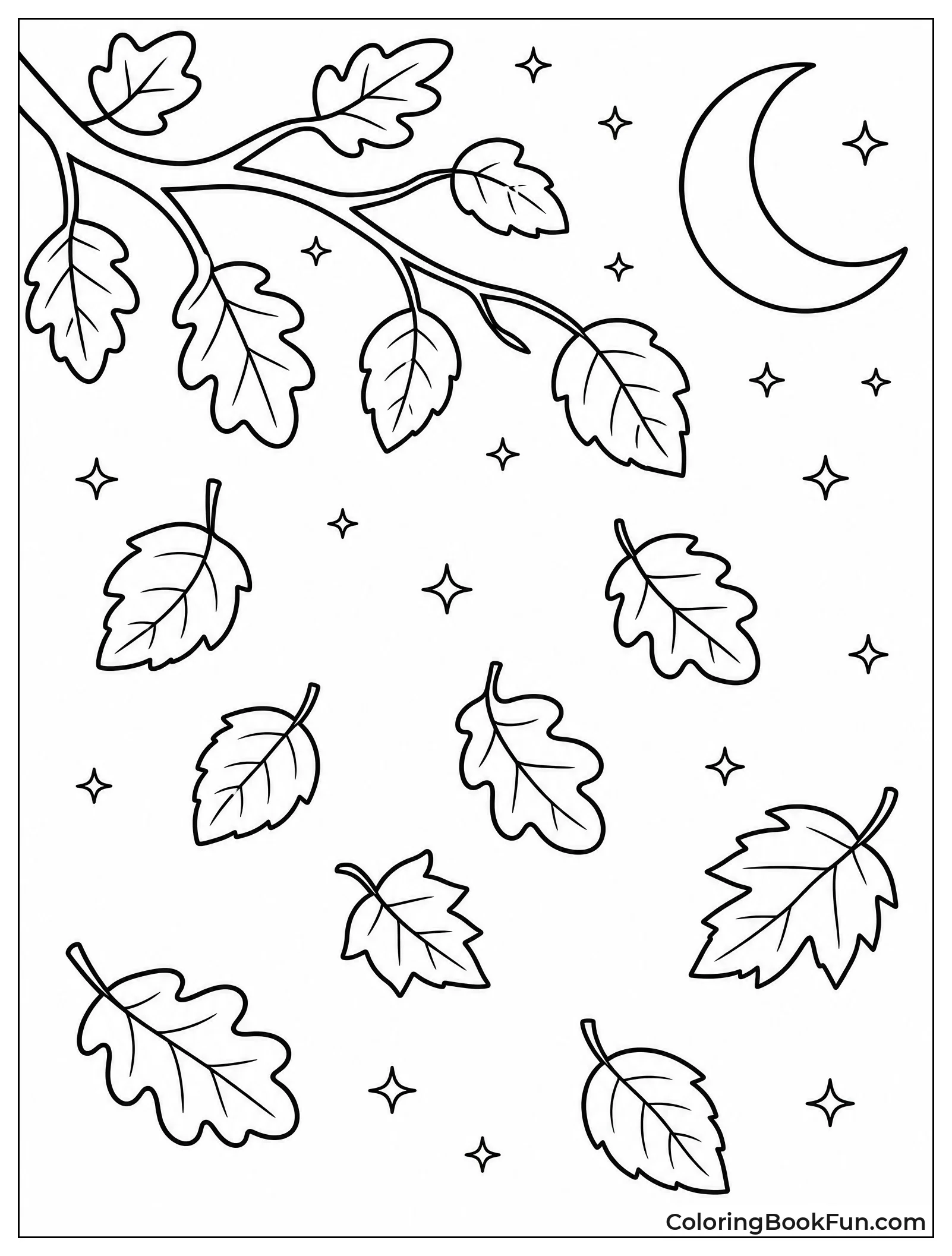 Leaves Fall under Night Sky