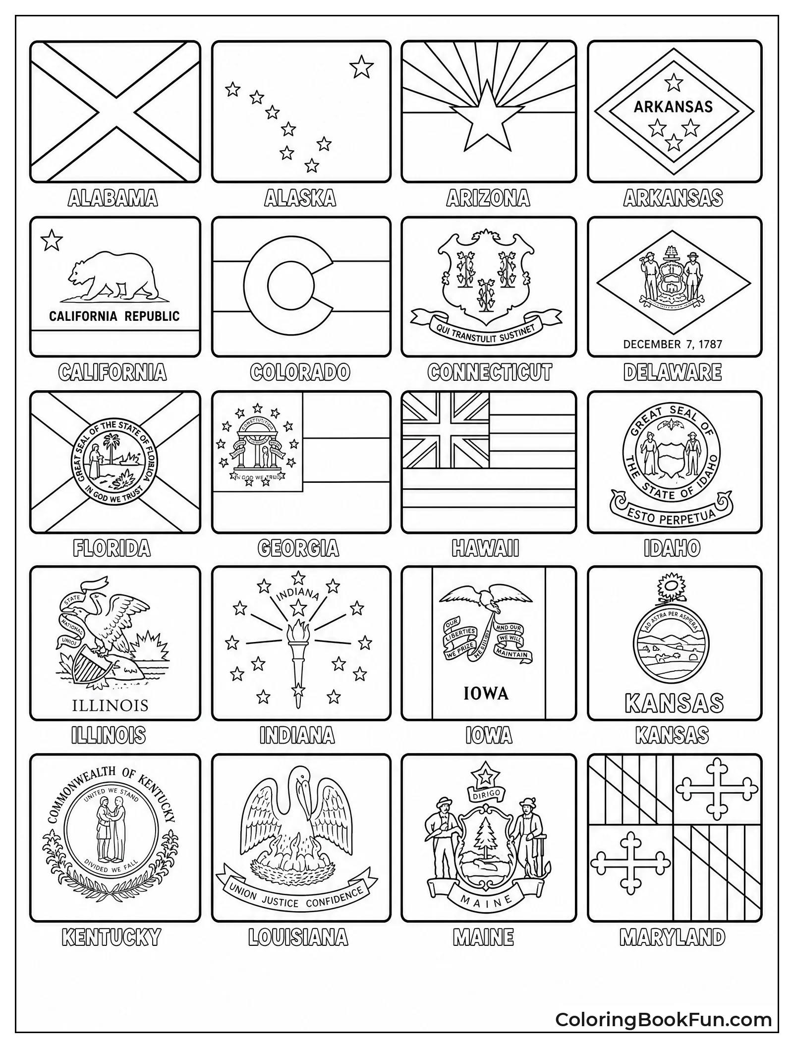 State Flags Arranged in Grid
