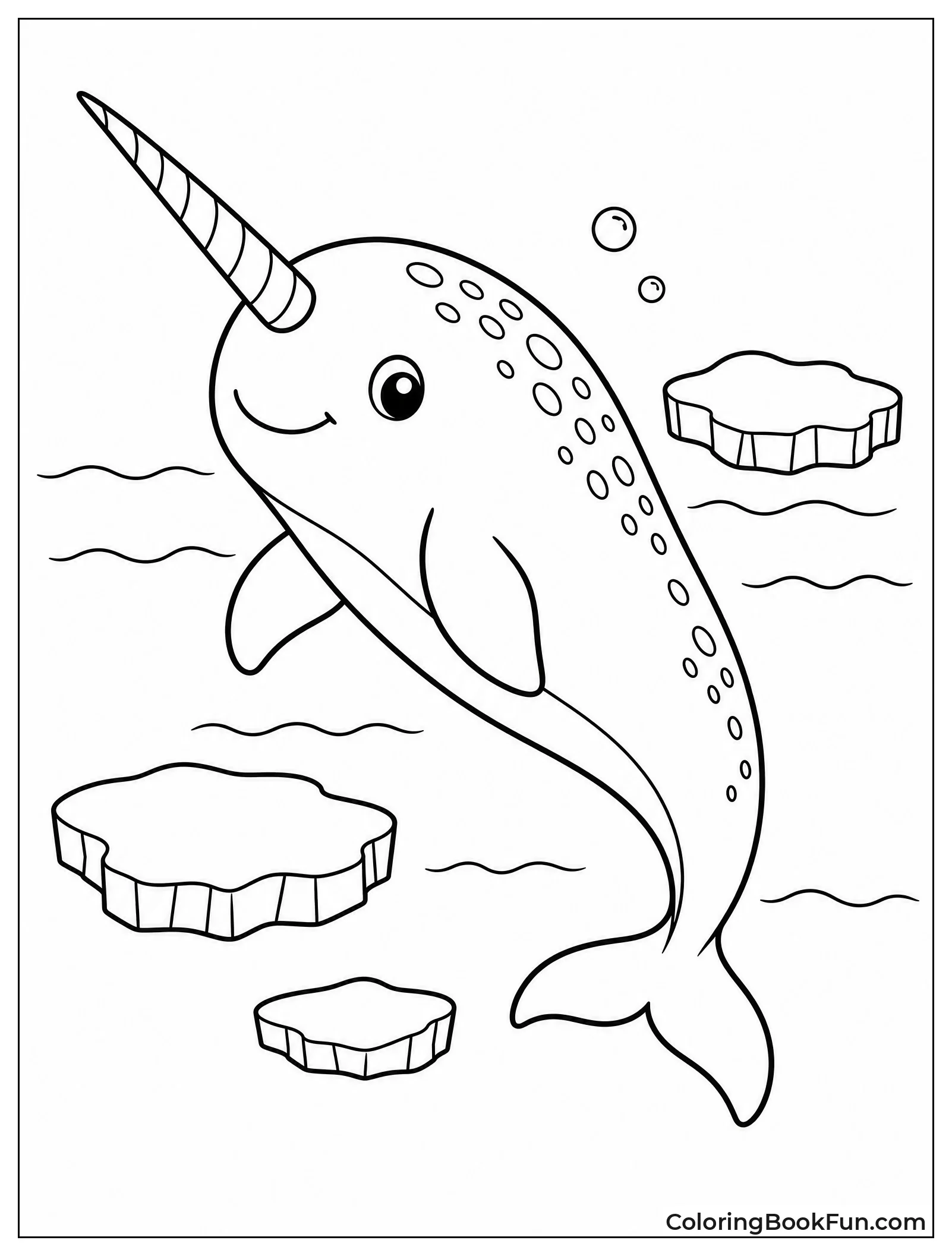Narwhal Gliding Through Arctic Waters