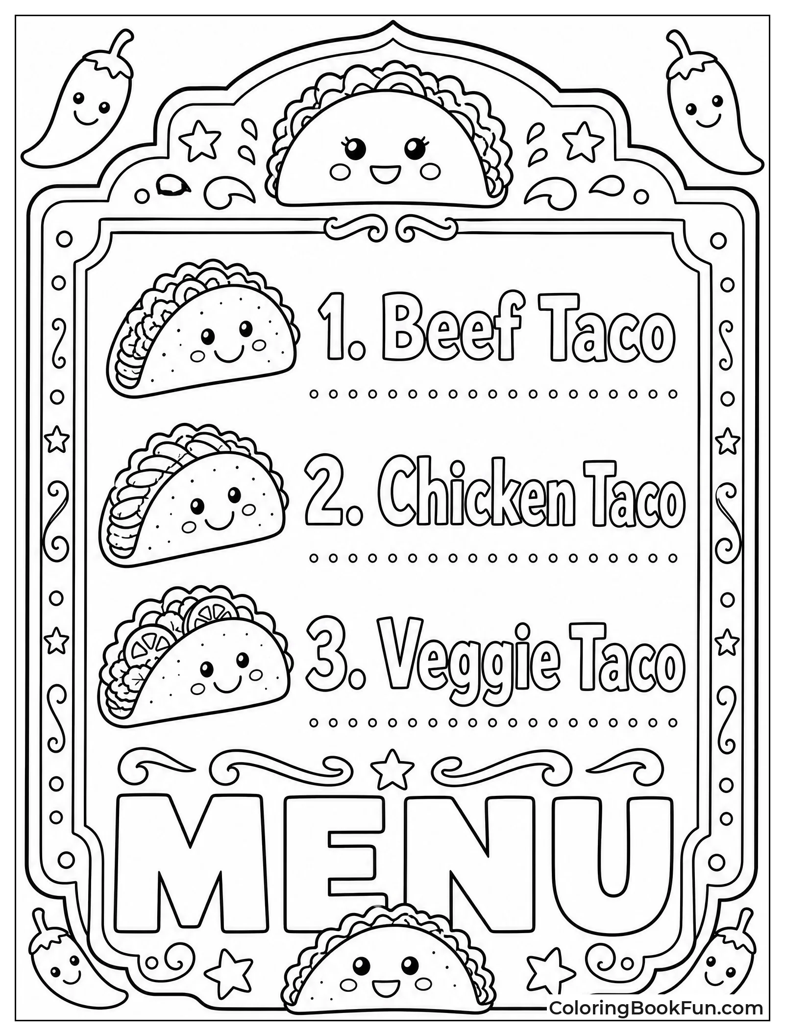 Chalkboard Menu with Taco Choices