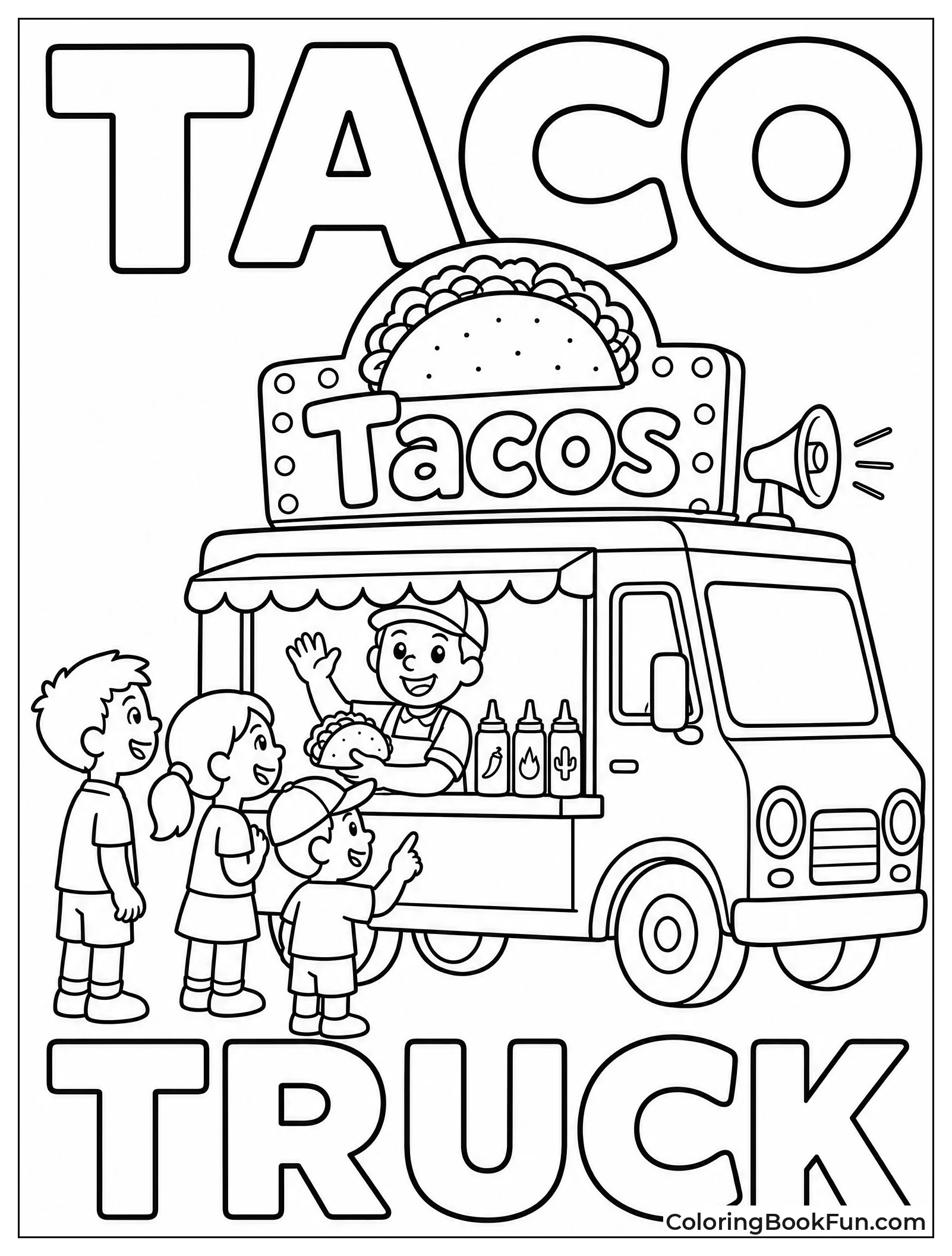 Taco Truck with Customers