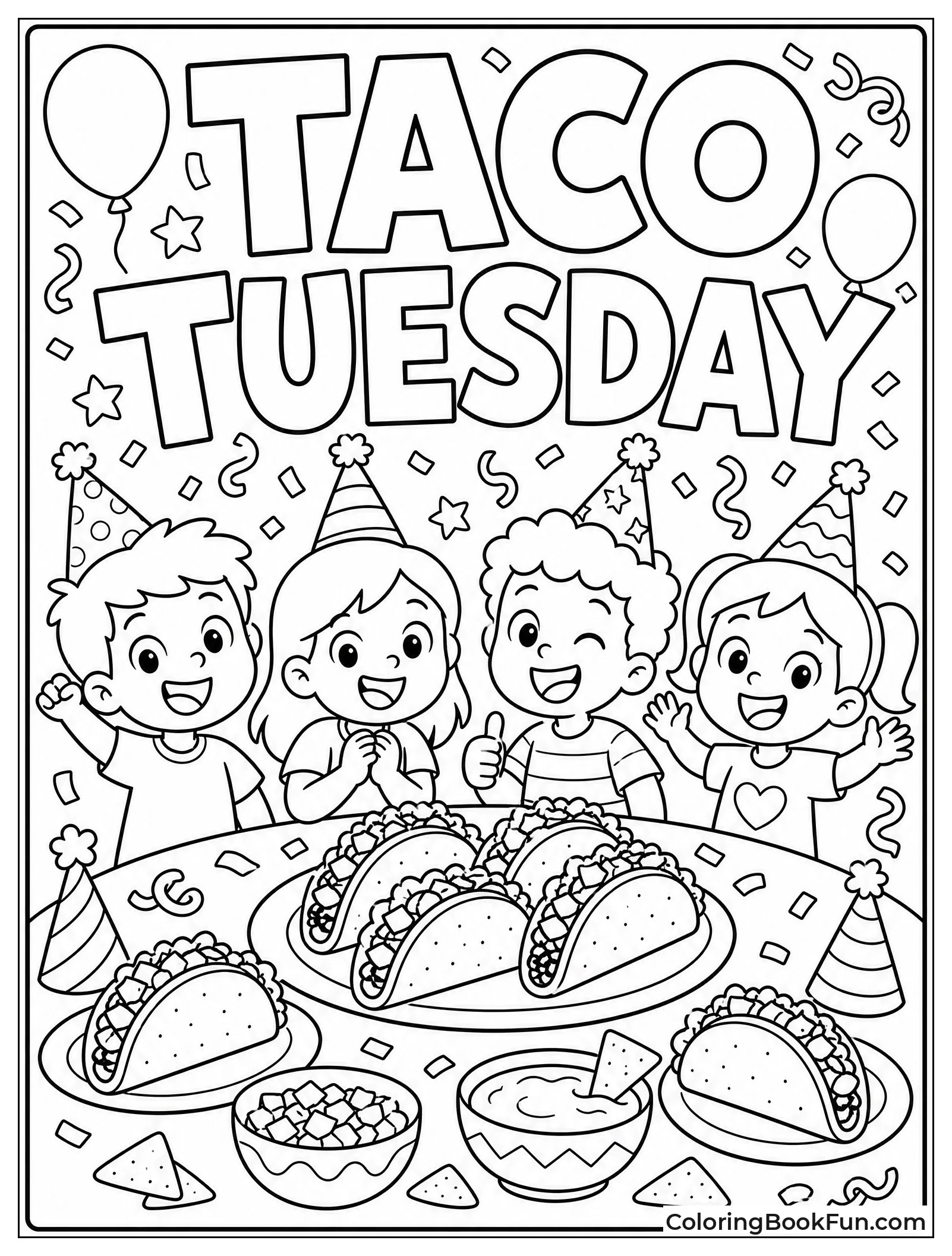 Kids Celebrating Taco Tuesday