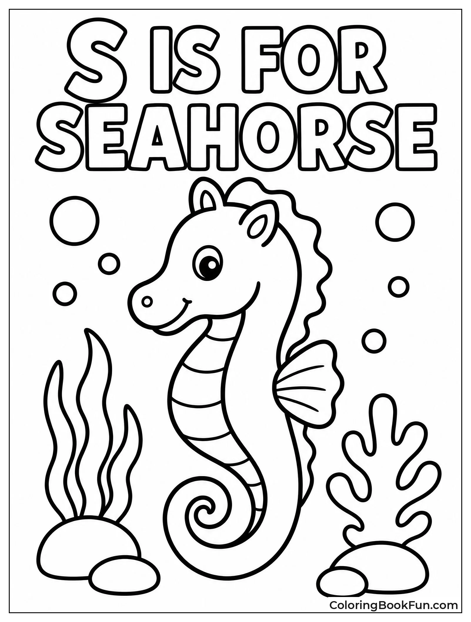 Simple Seahorse Outline for Toddlers