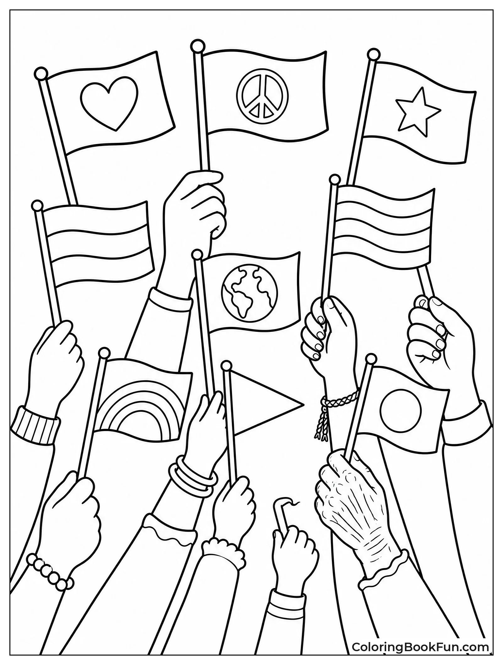 Hands Holding Flags Together