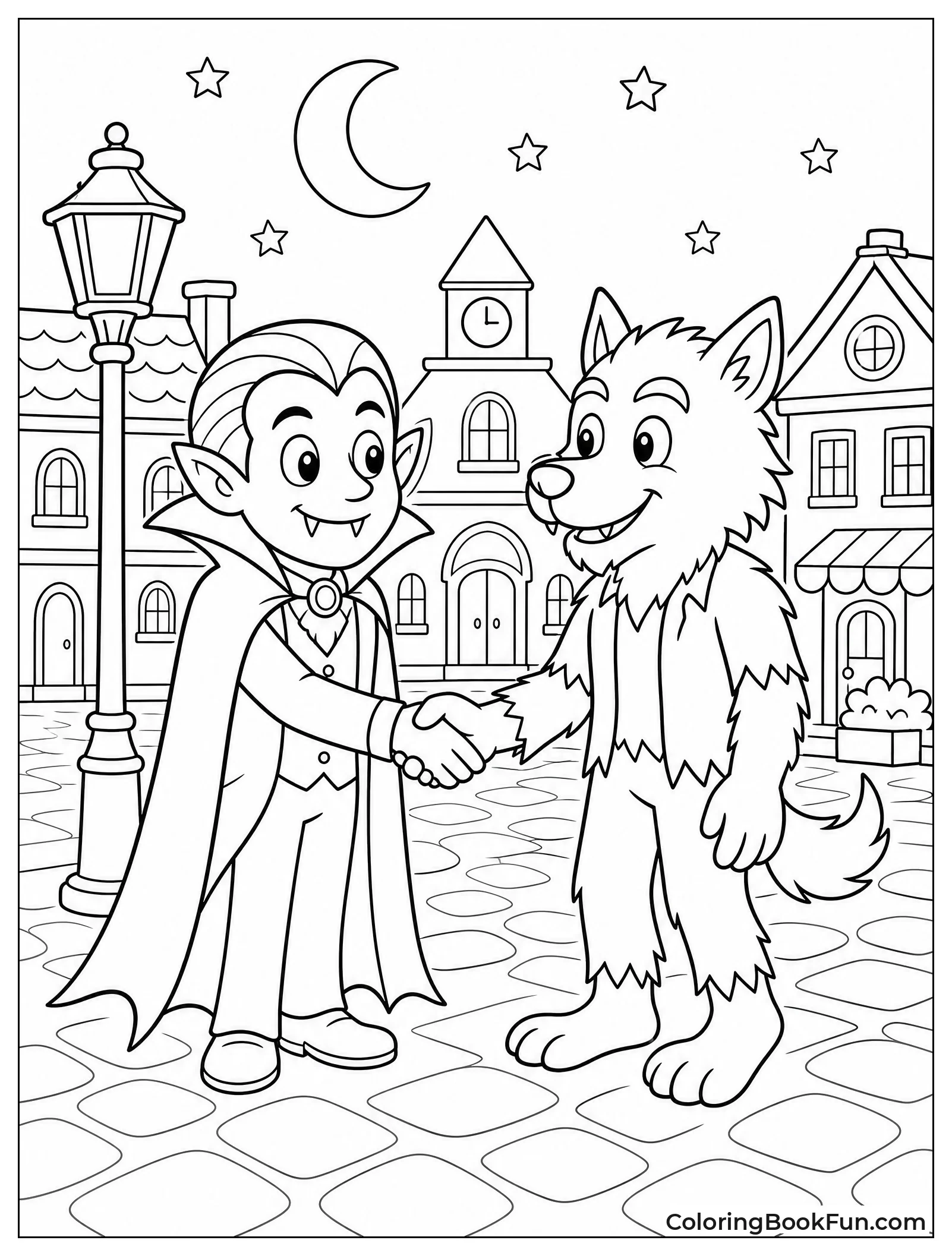 Vampire and Werewolf Shaking Hands