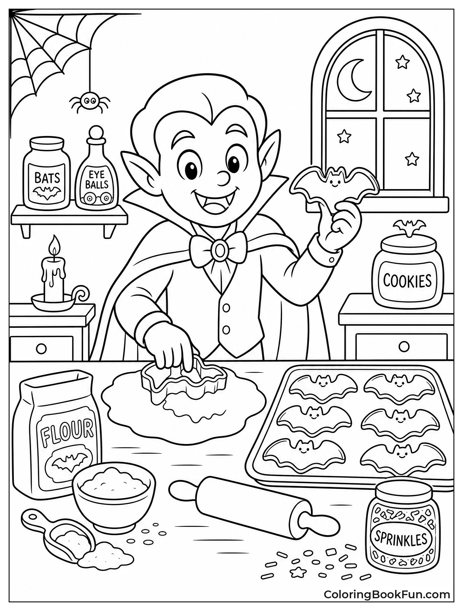 Vampire Baking Bat Cookies with Sprinkles
