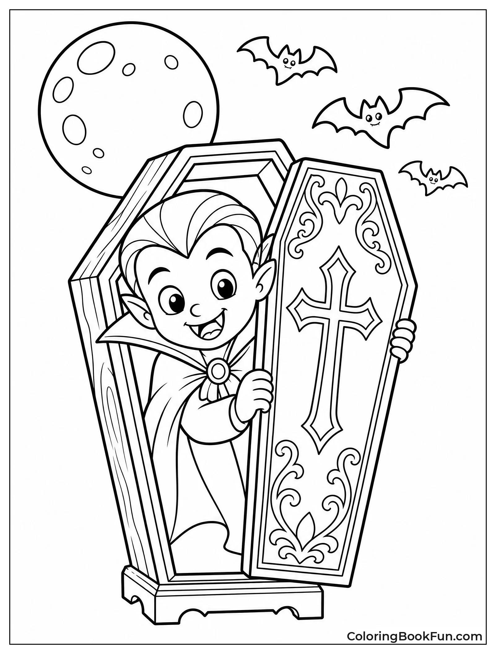 Vampire Peeking from Ornate Coffin