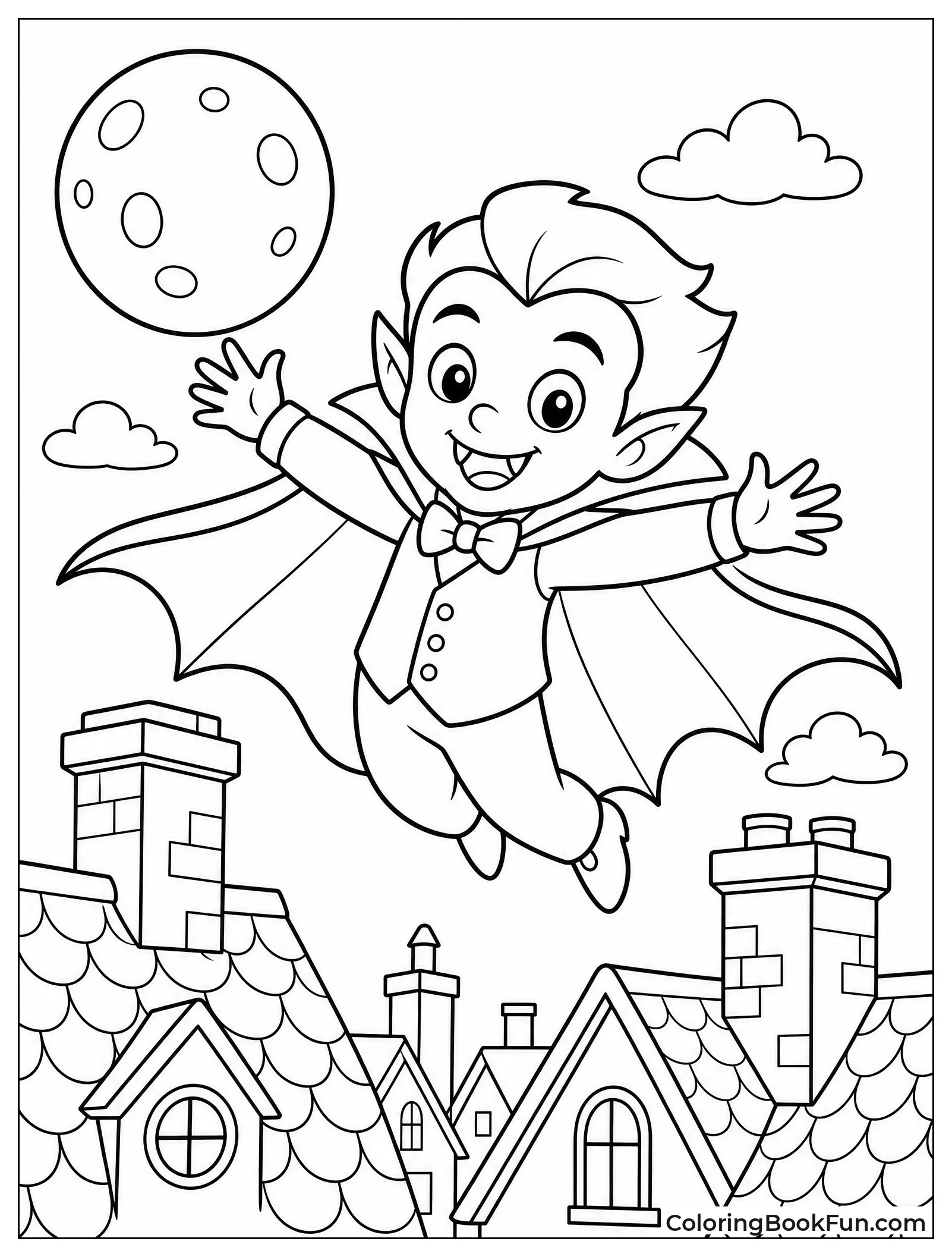 Vampire Boy Gliding Over Rooftops