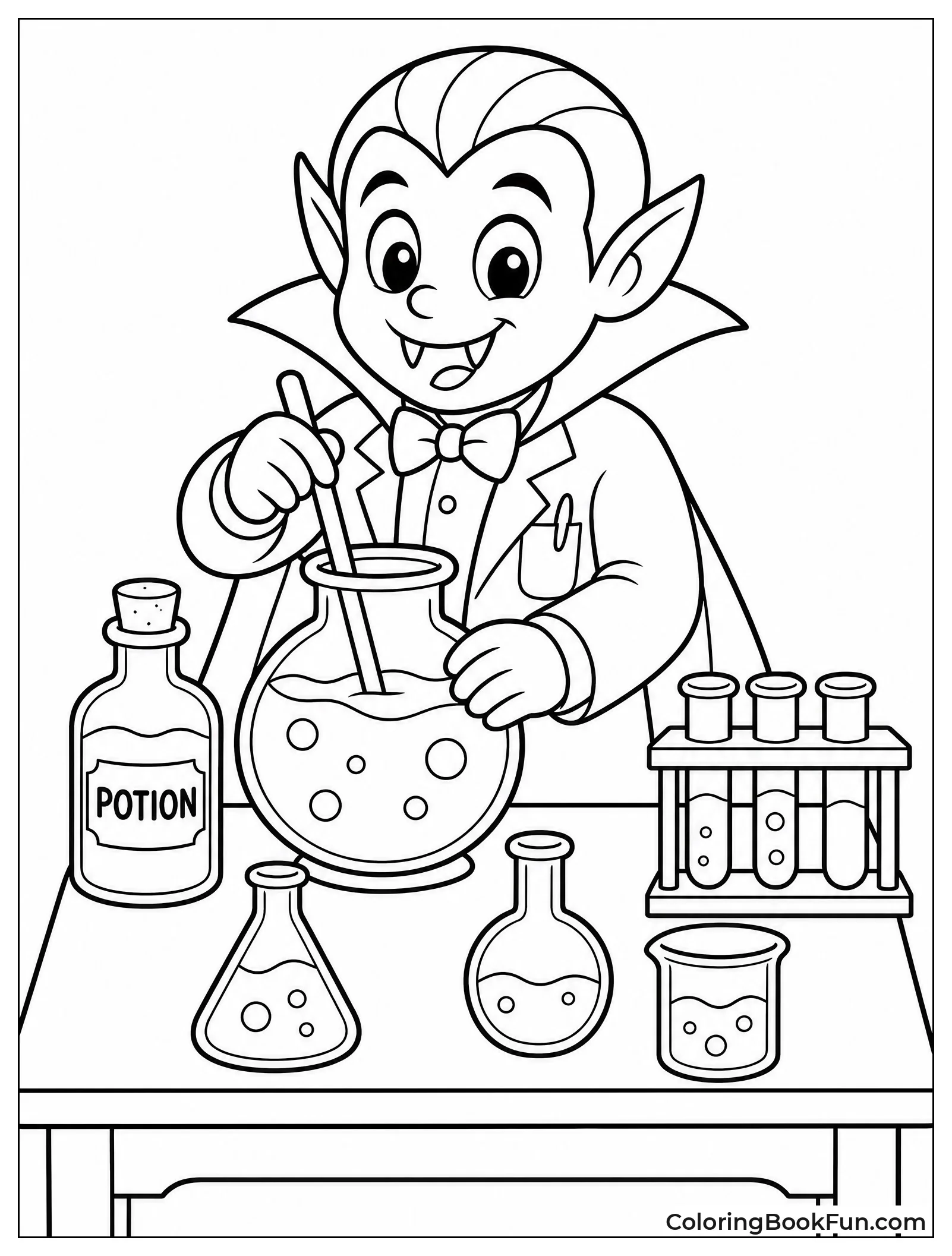 Vampire Scientist Making Red Potion
