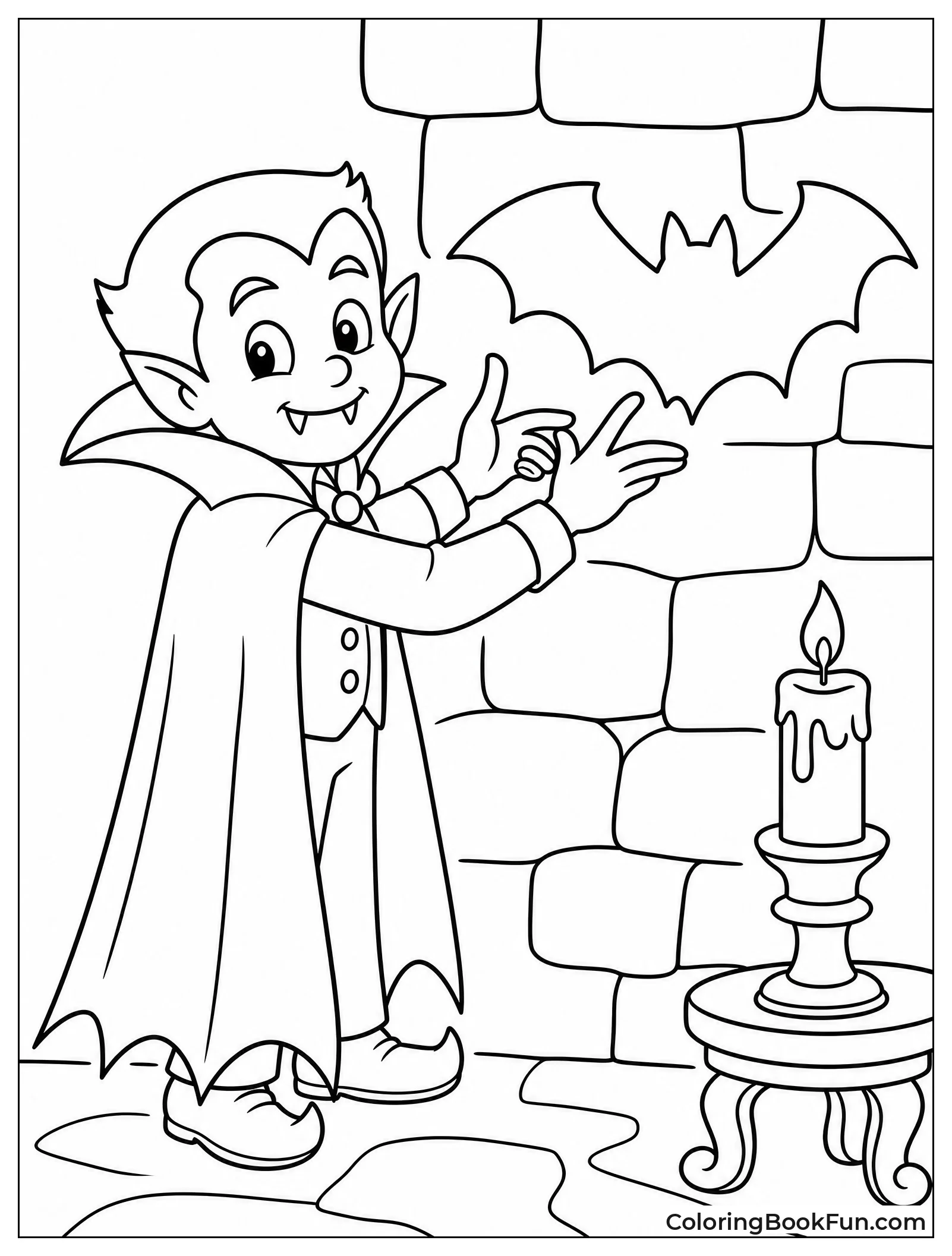 Vampire Casting Bat Shadow on Wall