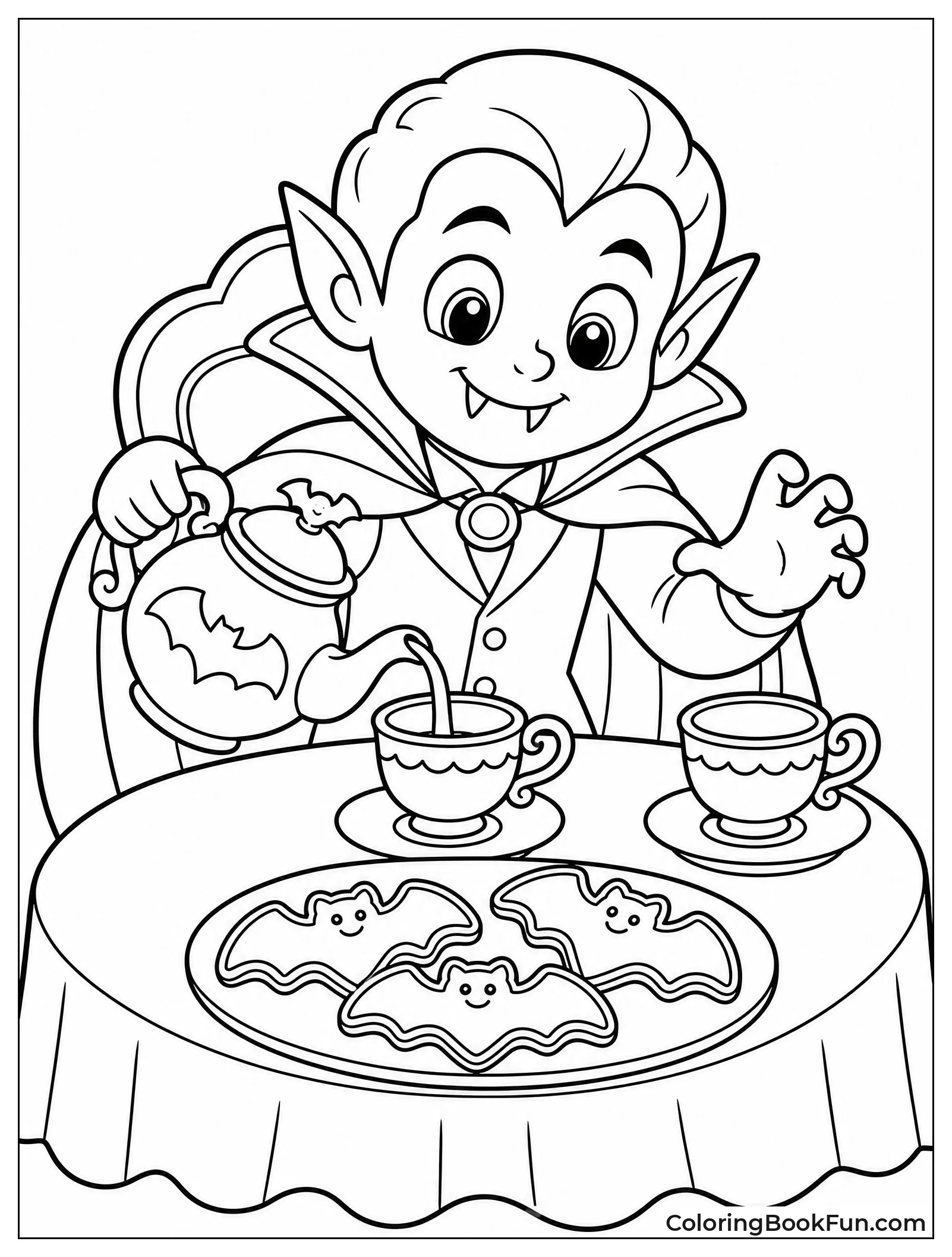 Vampire Having Tea Party with Cookies