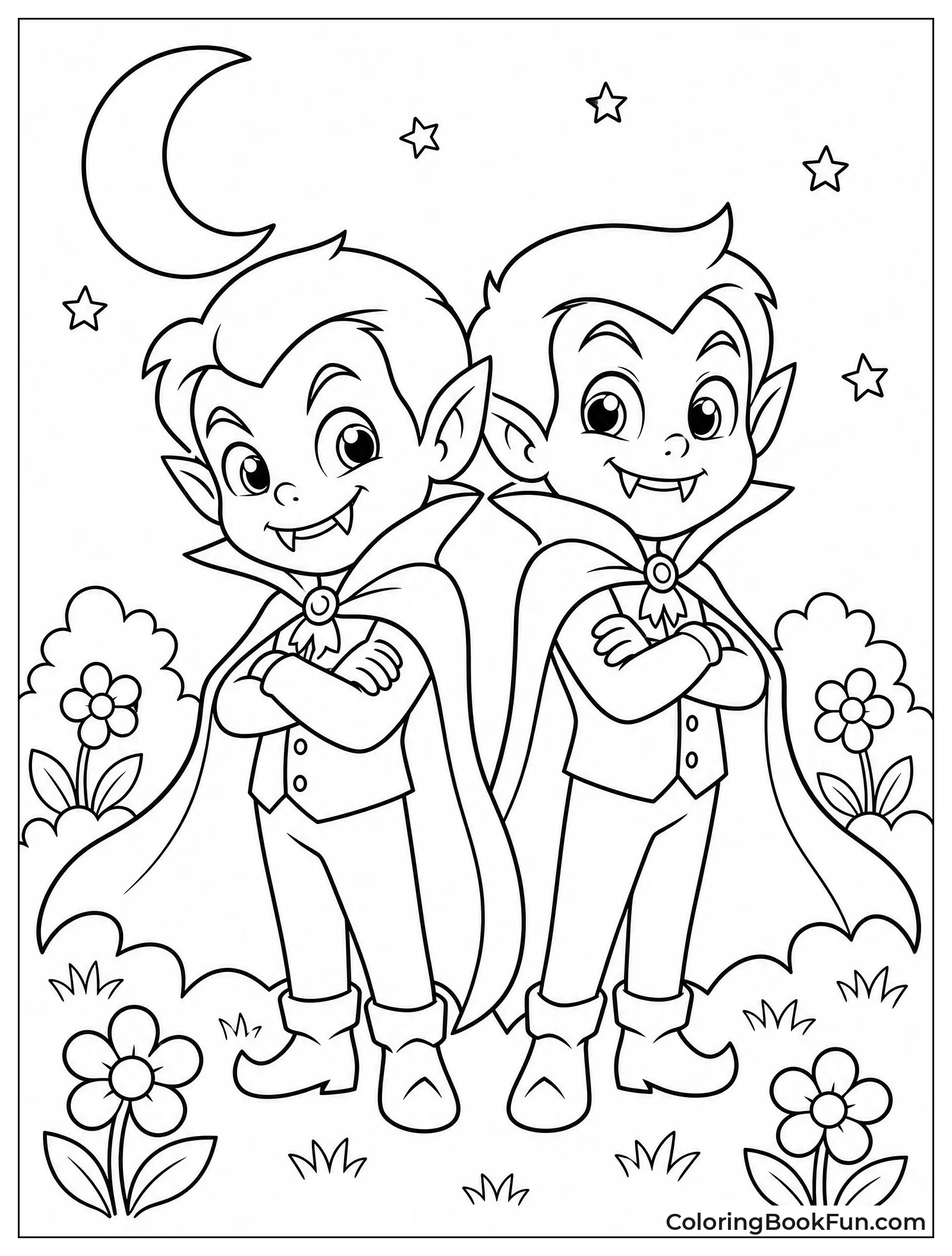 Vampire Twins Standing Back to Back
