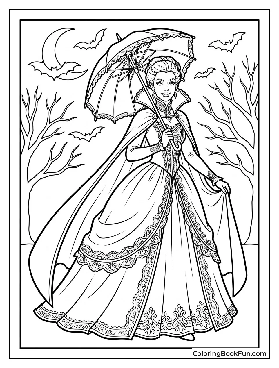 Victorian Vampire Lady in Lace Gown