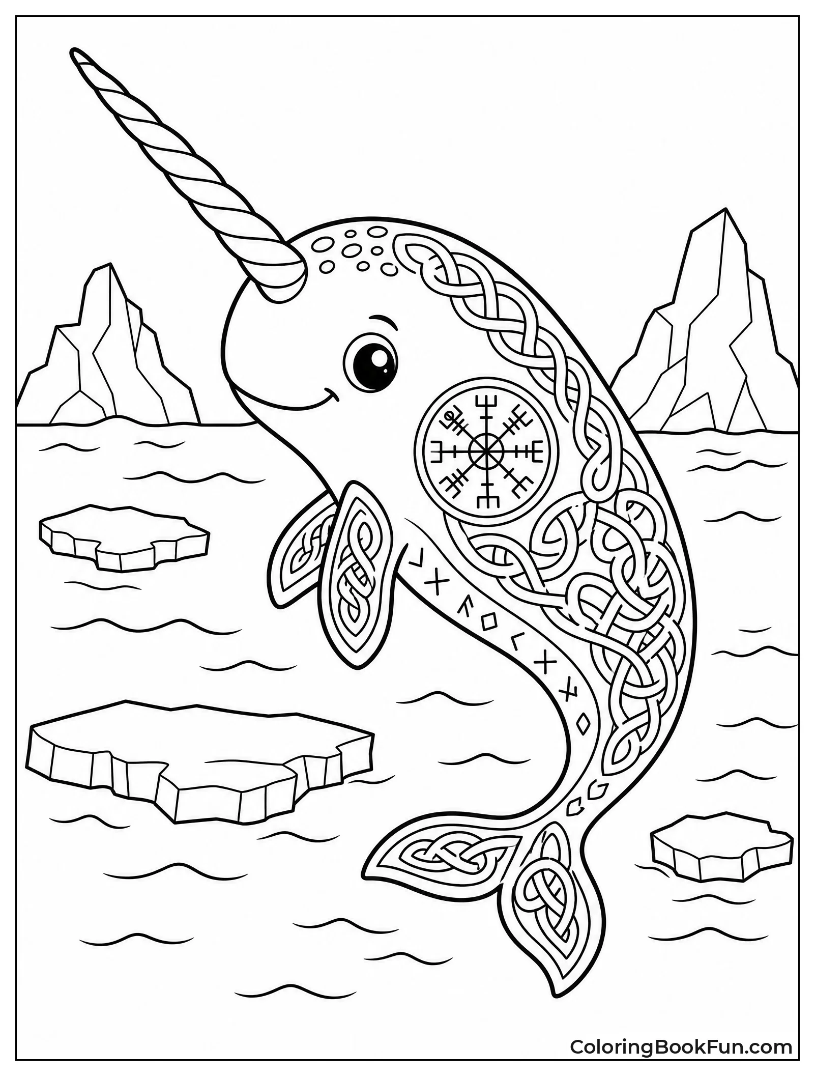 Narwhal with Norse Knotwork Designs