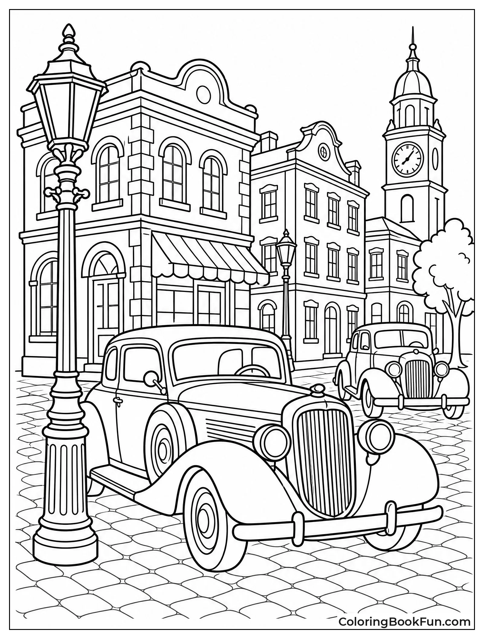 Old Fashioned Street With Classic Cars