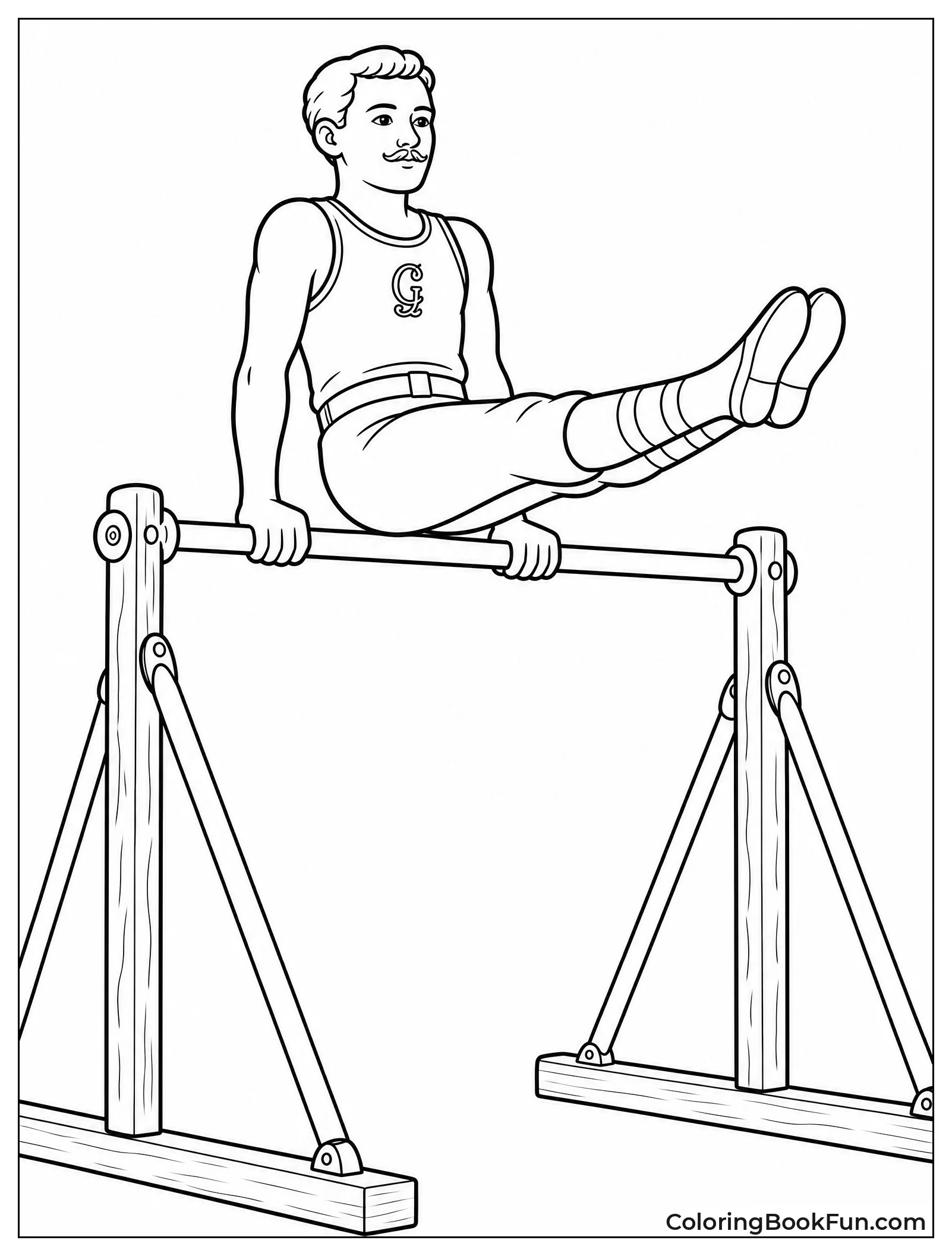 Old Style Gymnast on Bars