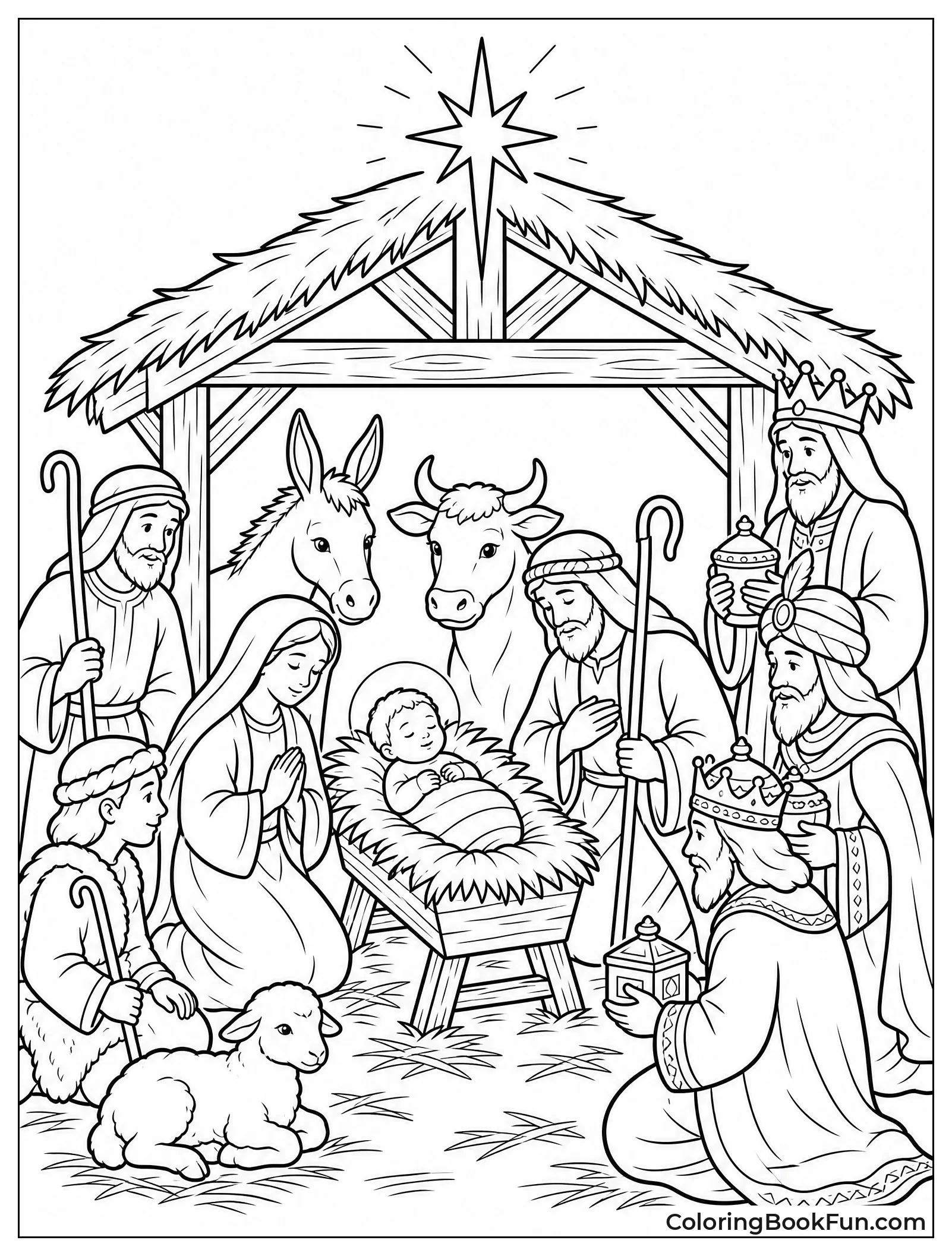 Old Fashioned Woodcut Nativity