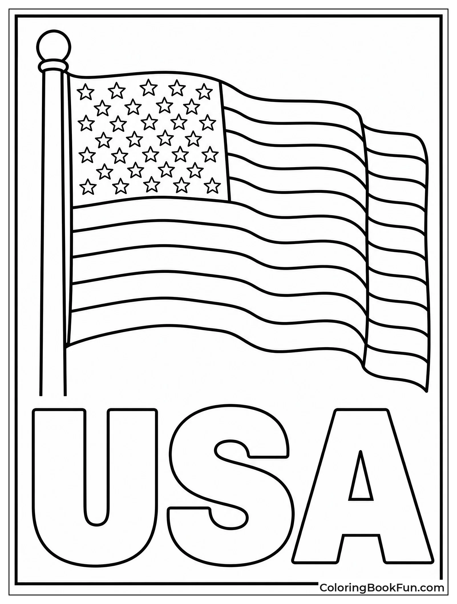 Waving American Flag in Breeze