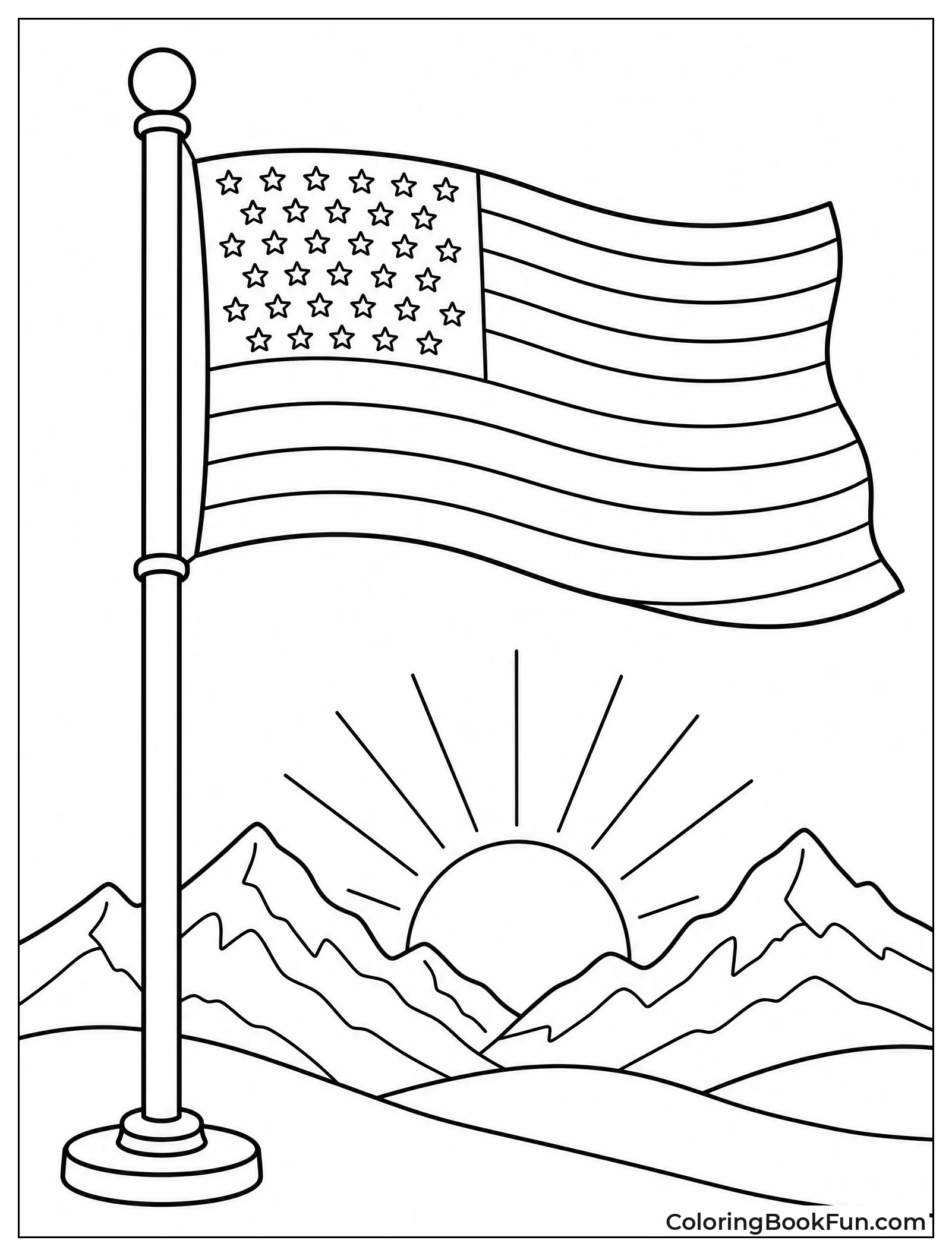Flag Waving at Sunset