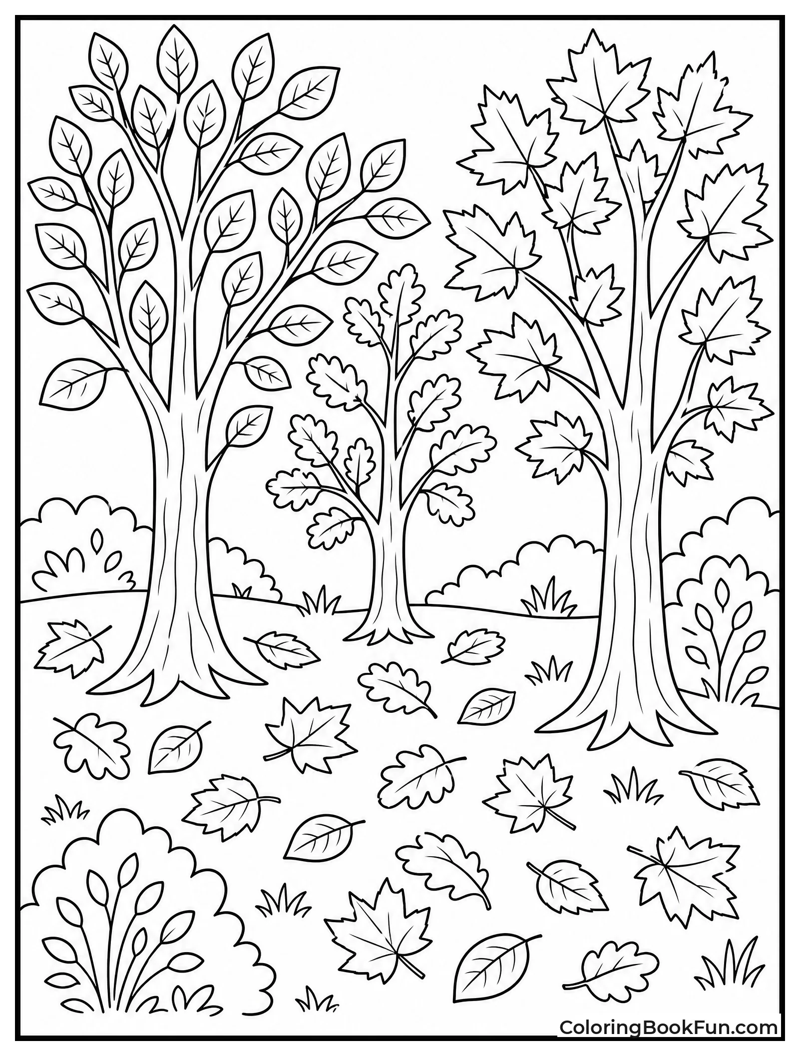 Wild Leaves Fill Forest Scene