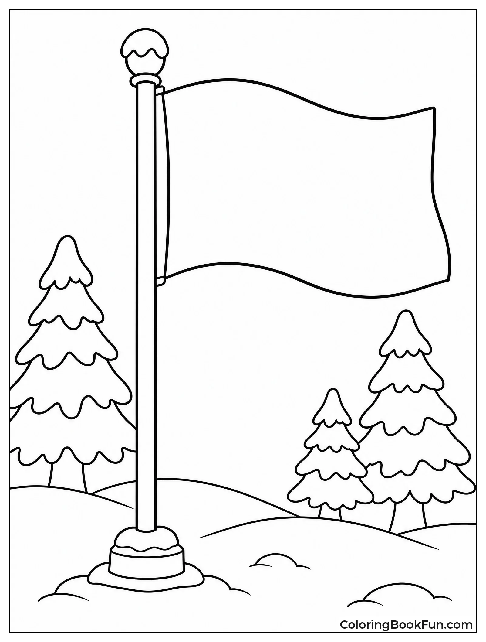 Flag Flying in Winter Snow