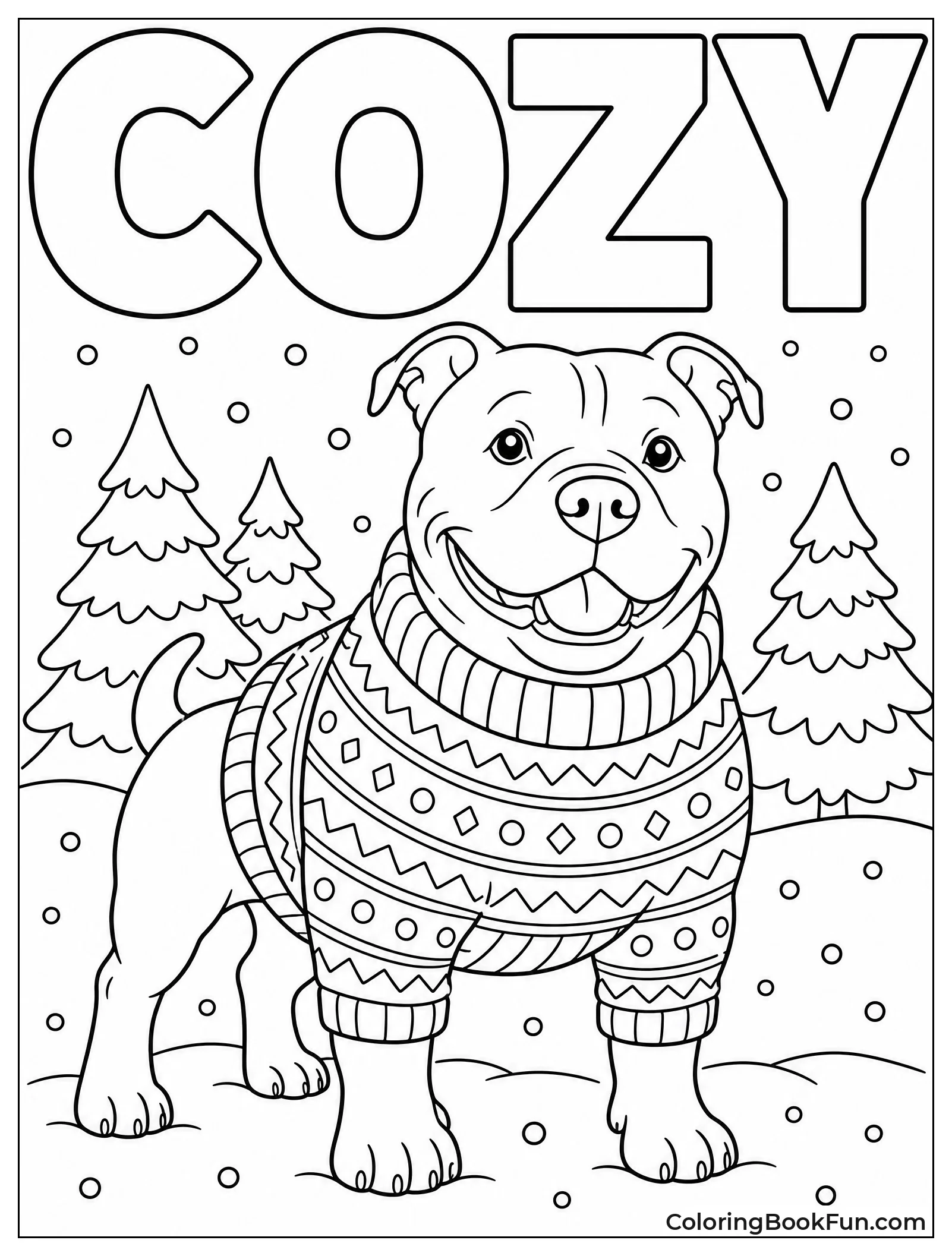 Pitbull in Sweater in Snow