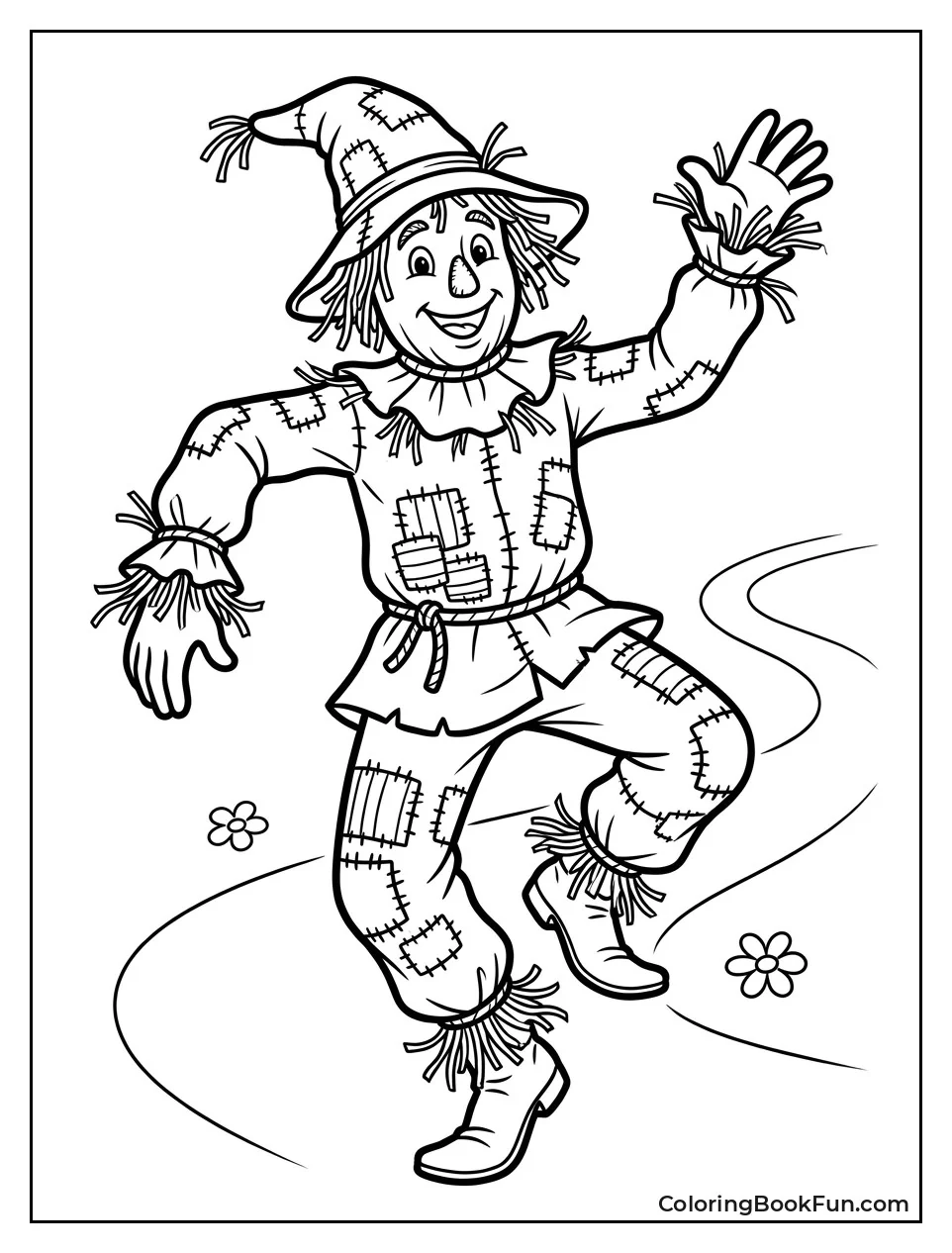 Scarecrow Skipping with Straw Patches