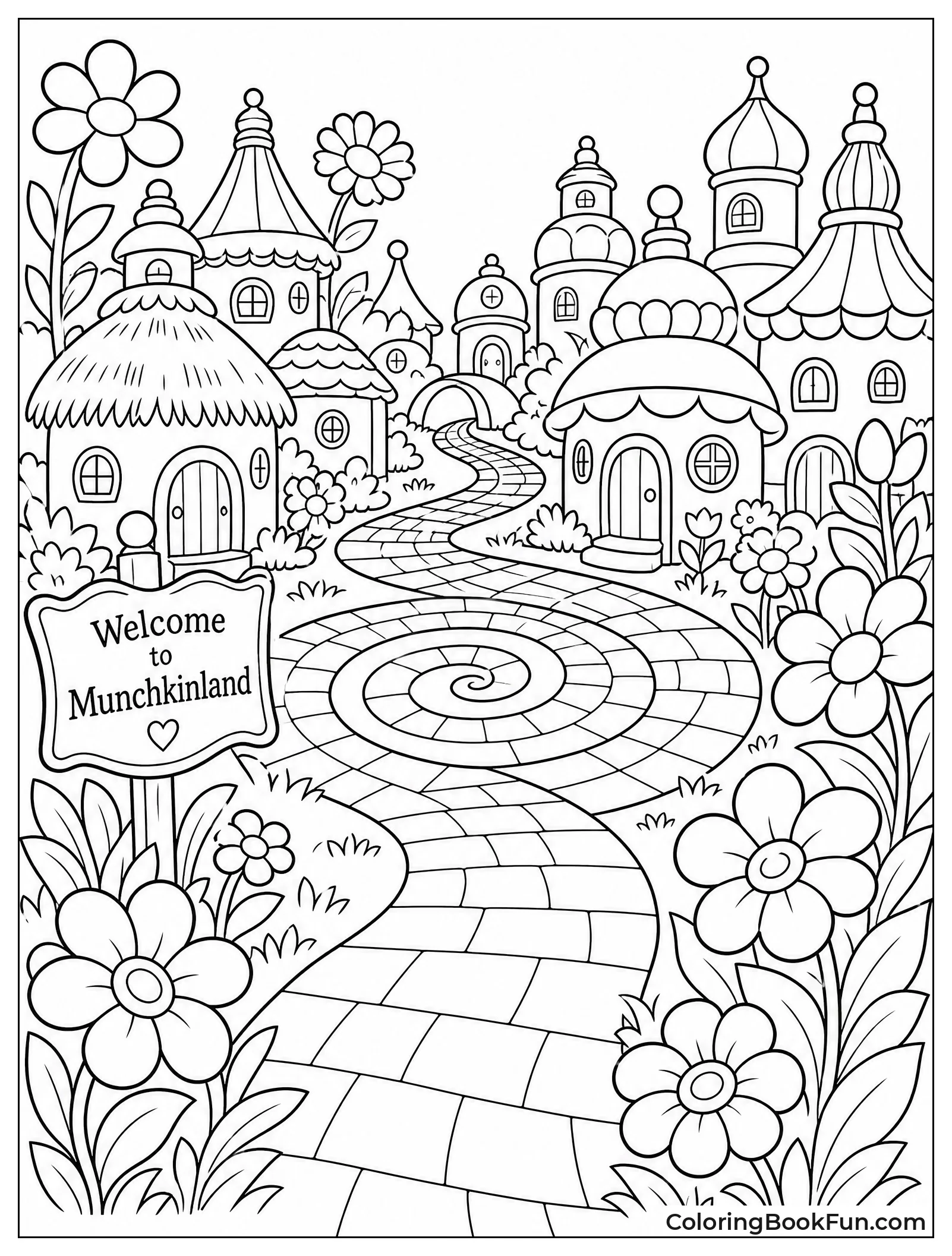 Colorful Munchkinland with Big Flowers
