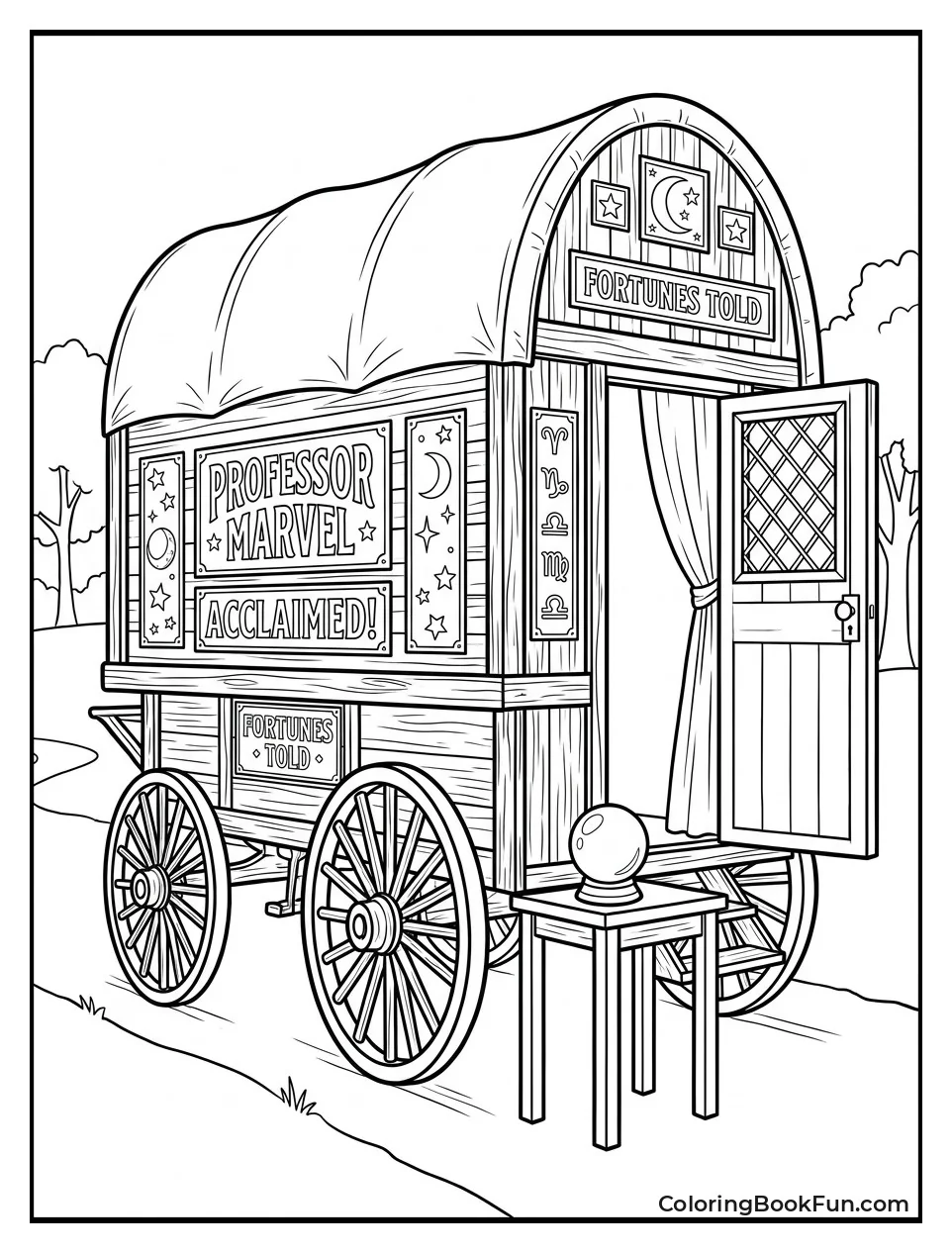Vintage Wagon with Mystic Signs