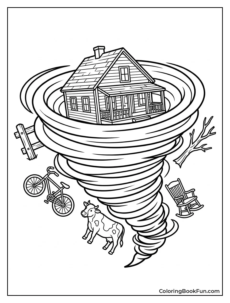 Farmhouse Spinning Inside Giant Tornado