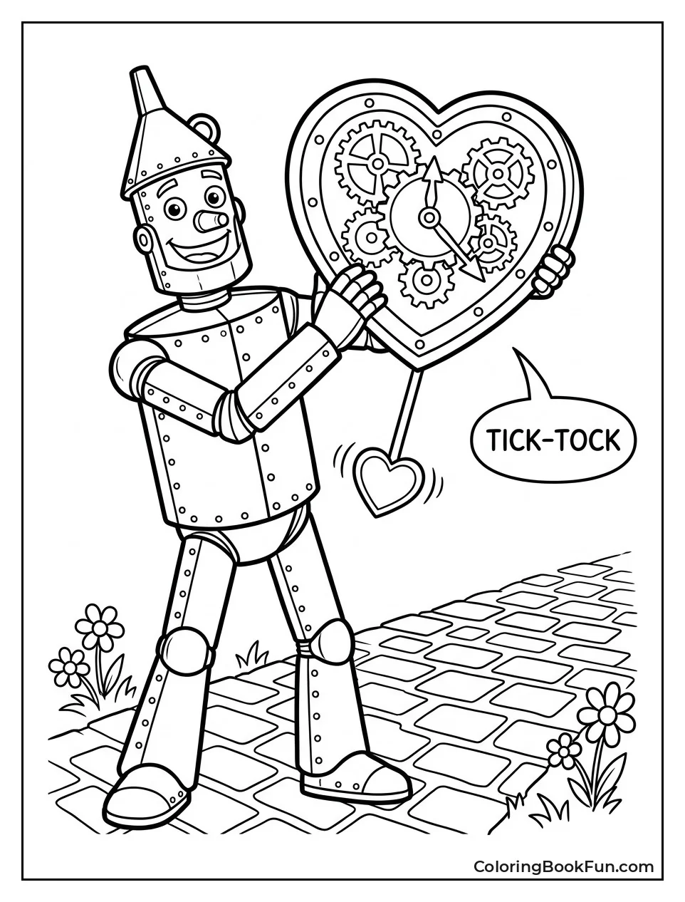 Tin Man Holding Ticking Heart
