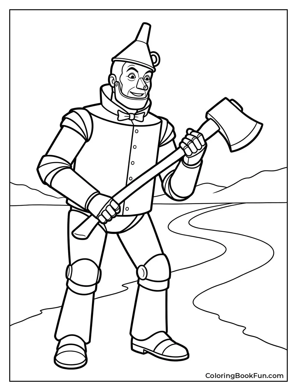 Tin Man Holding Shiny Axe