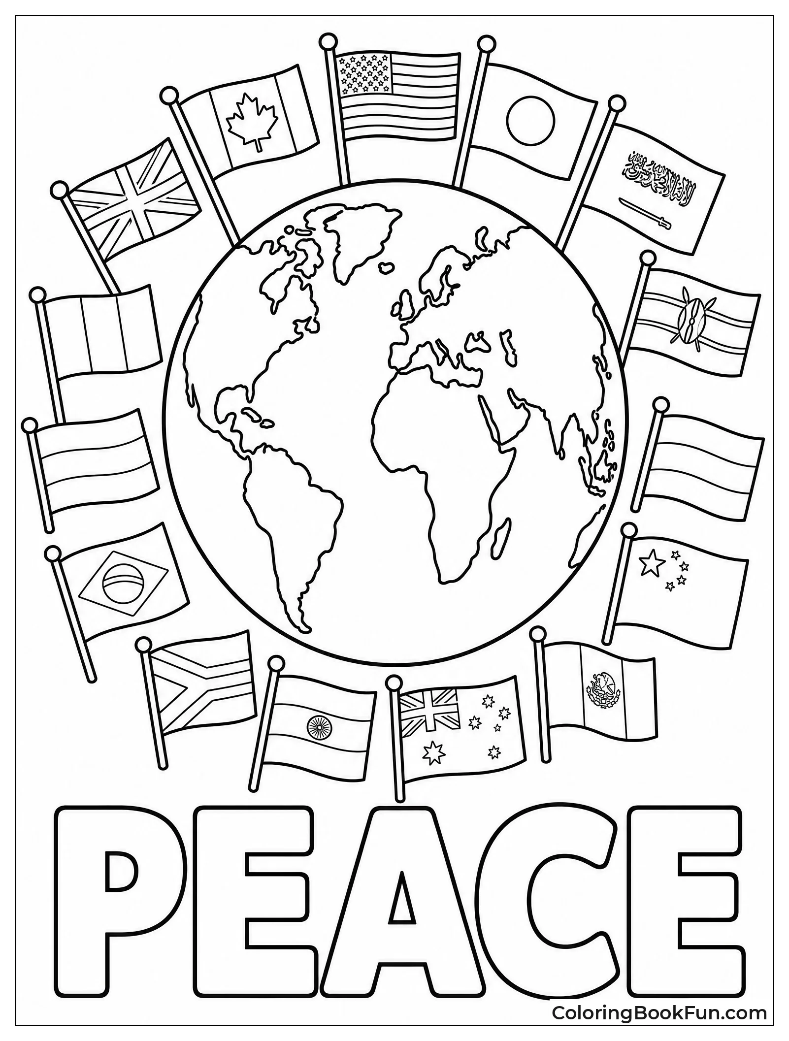 Globe Surrounded by World Flags
