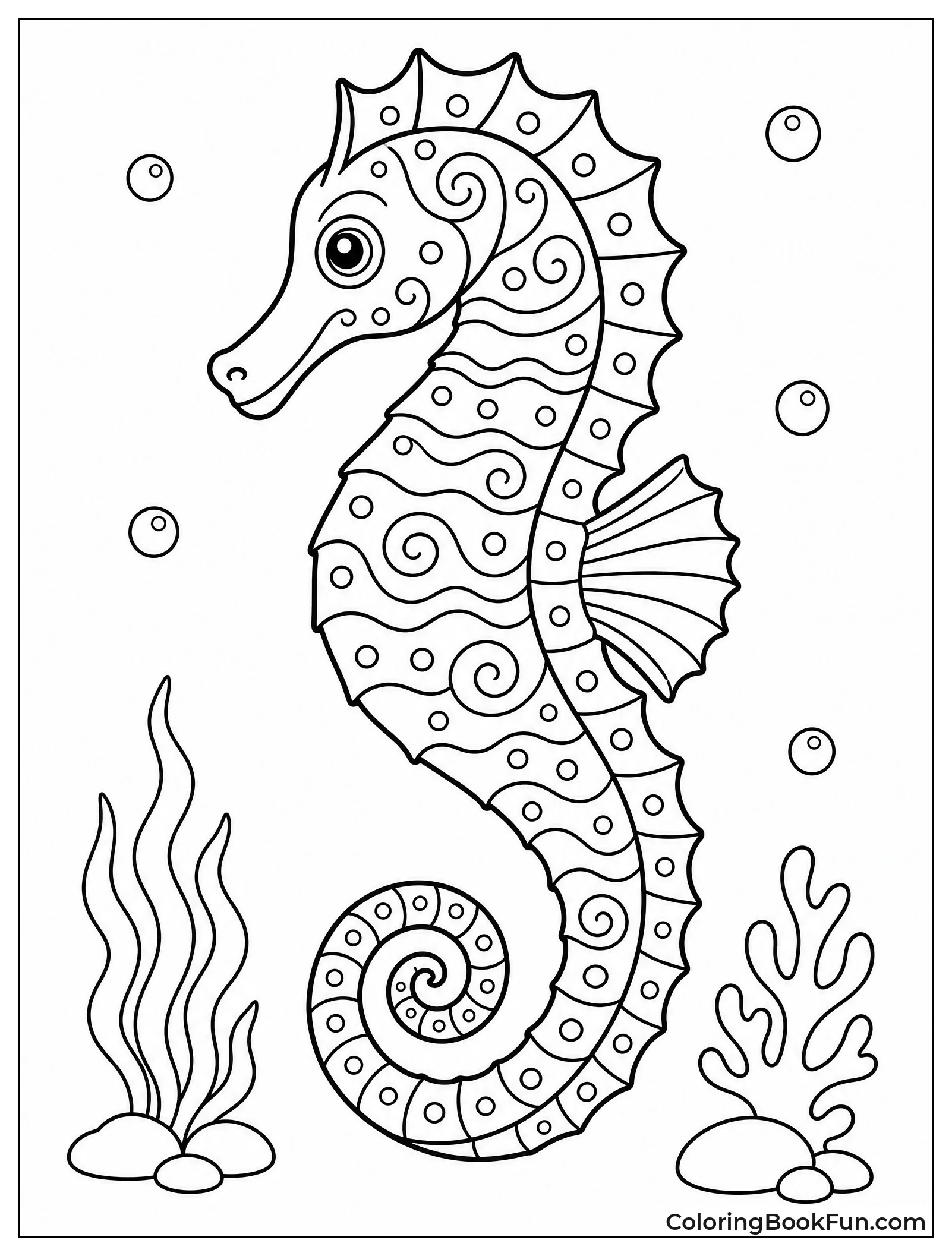Seahorse Filled with Zen Swirls