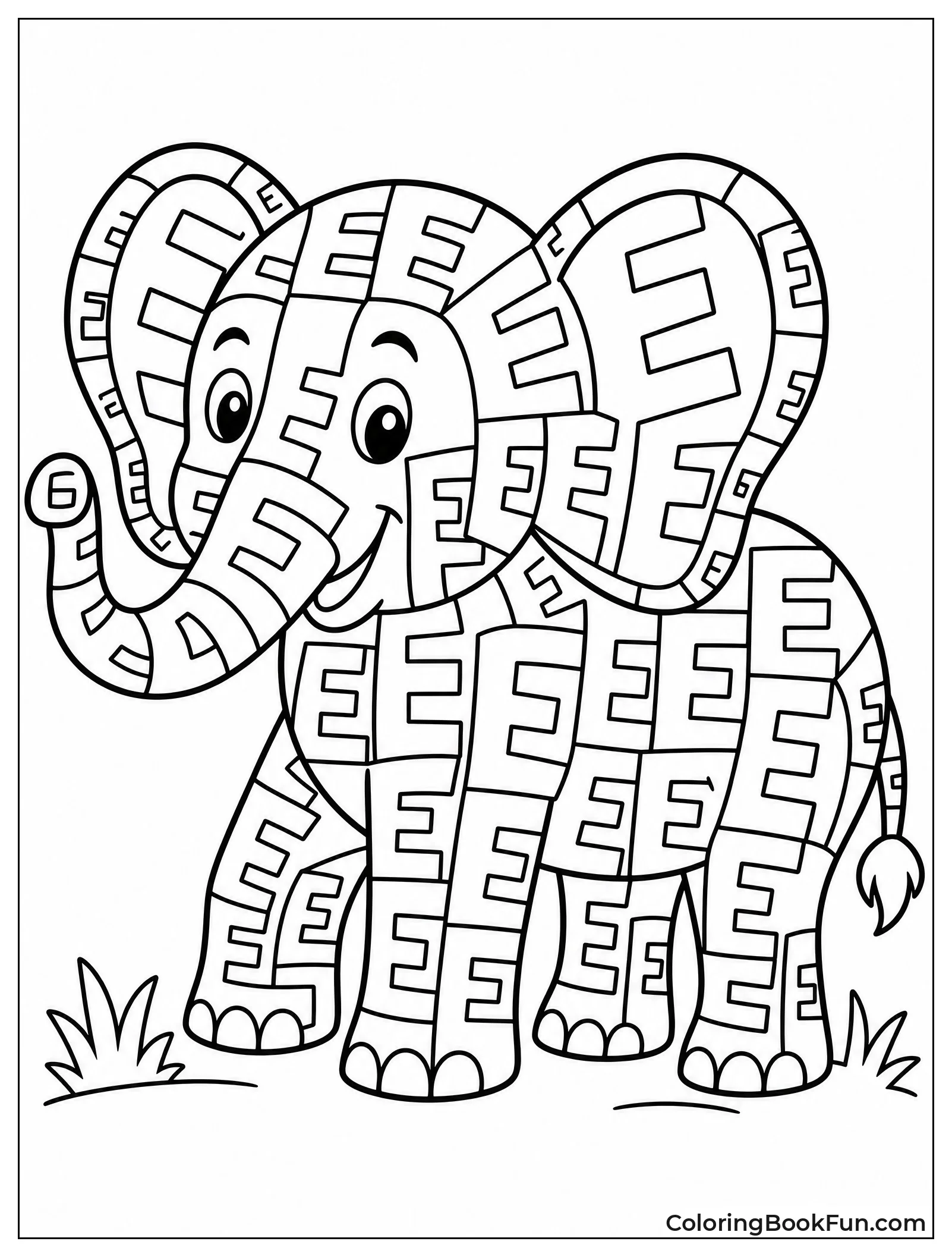 Elephant Body Made of Tiny Letters