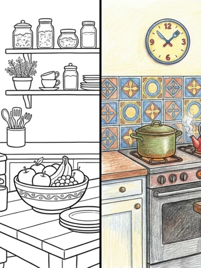 Kitchen coloring pages