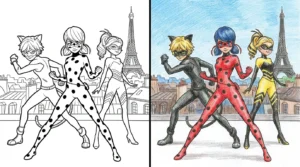 ladybug and cat noir coloring pages