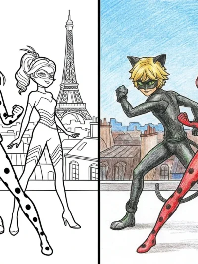 Ladybug And Cat Noir coloring pages