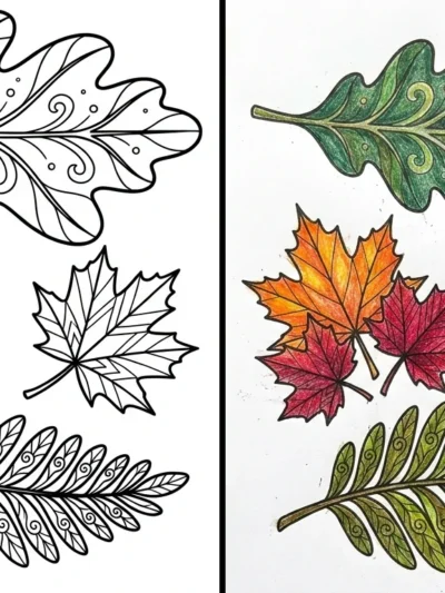 Leaves coloring pages