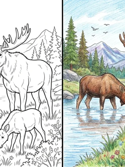 Moose coloring pages
